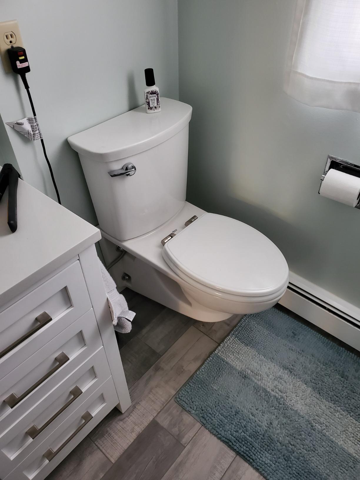 American Standard 2882107.020 Glenwall VorMax Wall-Hung Elongated Toilet with Left Hand Trip Lever, 1.28 gpf, White Customer Review American Standard 2882107.020 Glenwall VorMax Wall-Hung Elongated Toilet with Left Hand Trip Lever, 1.28 gpf, White - Customer Photo 1