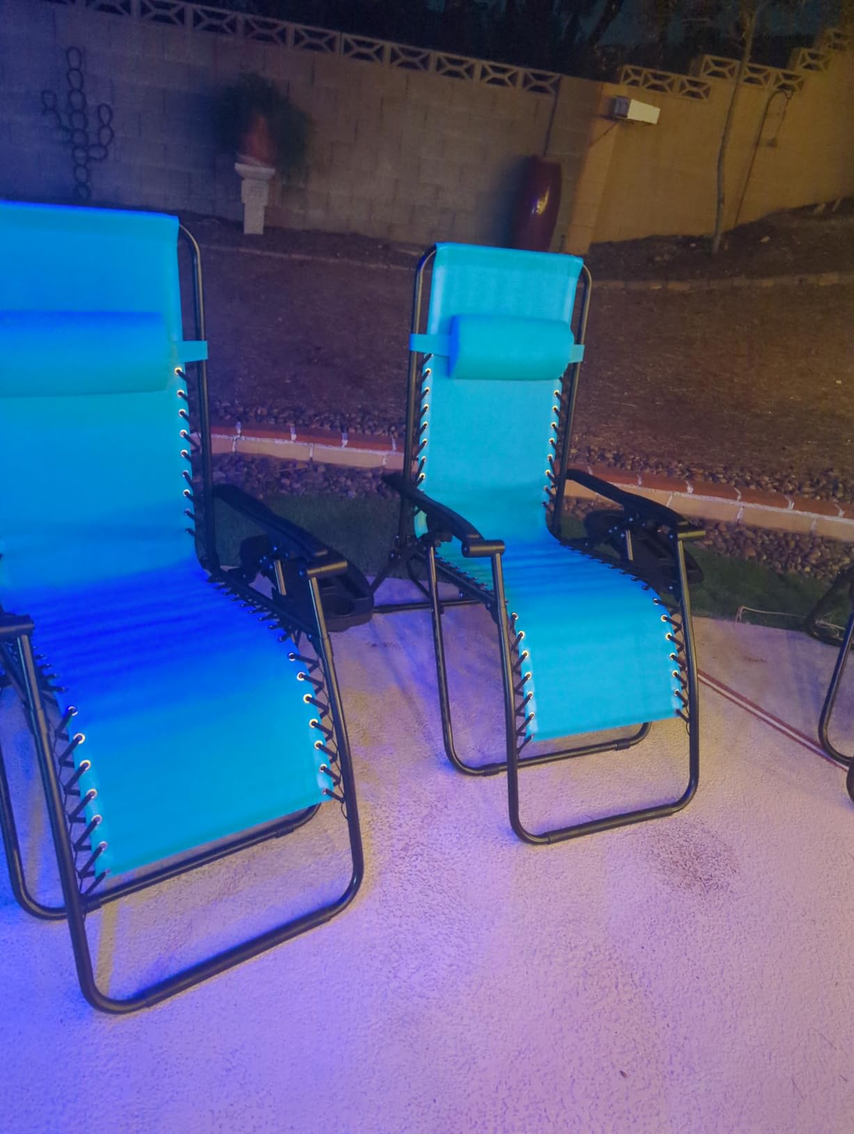 Homall Zero Gravity Chair Patio Folding Lawn Outdoor Lounge Gravity Camp Reclining Lounge Chair with Cup Holder Pillows for Poolside Backyard and Beach Set of 2 (Blue) - Customer Photo 1