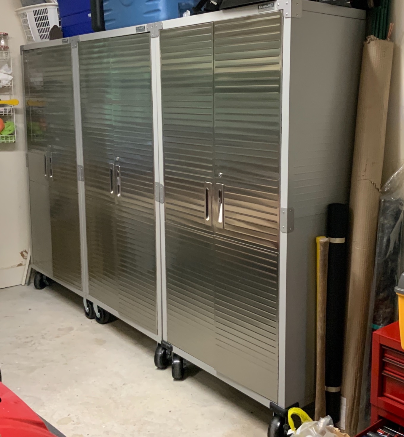 Seville Classics UltraHD Solid Steel Rolling Lockable Metal Storage Cabinet Locker Organizer, w/Adjustable Shelves for Garage, Warehouse, Office, Classroom, Graphite, 36