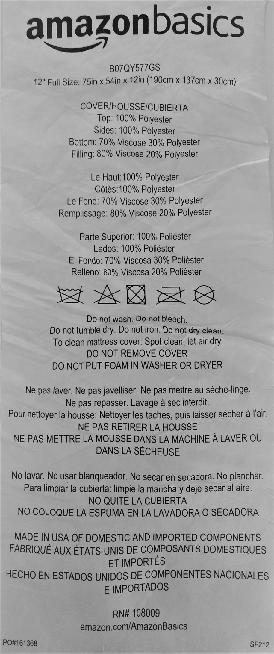 Amazon Basics Gel Memory Foam Mattress, Firm, Cooling, King Size Mattress, CertiPUR-US® Certified Foam, 80 x 76 x 10 inches, White/Gray - Customer Photo 2