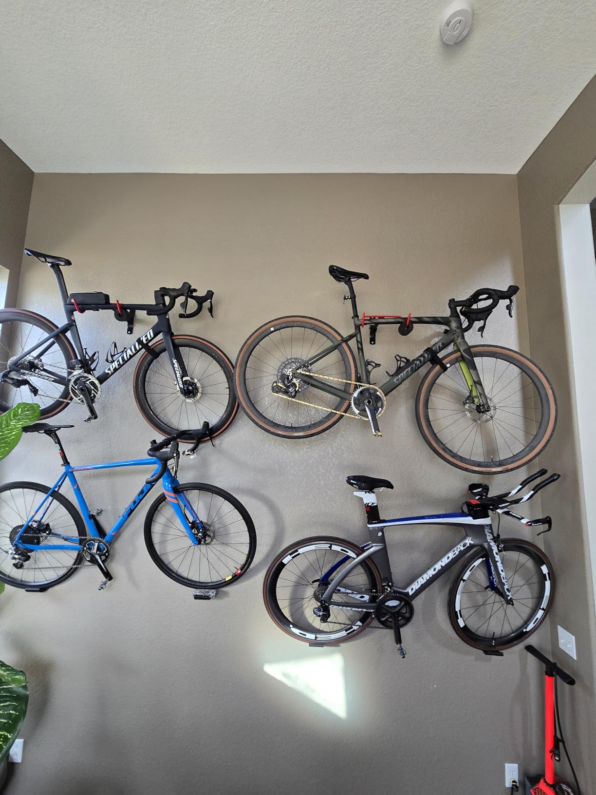 Dirza Bike Wall Mount Bike Hanger 2 Pack Foldable Bicycle Storage Horizontal Bike Rack Bike Hook for Garage Indoor Shed with Screws Customer Review Dirza Bike Wall Mount Bike Hanger 2 Pack Foldable Bicycle Storage Horizontal Bike Rack Bike Hook for Garage Indoor Shed with Screws - Customer Photo 1