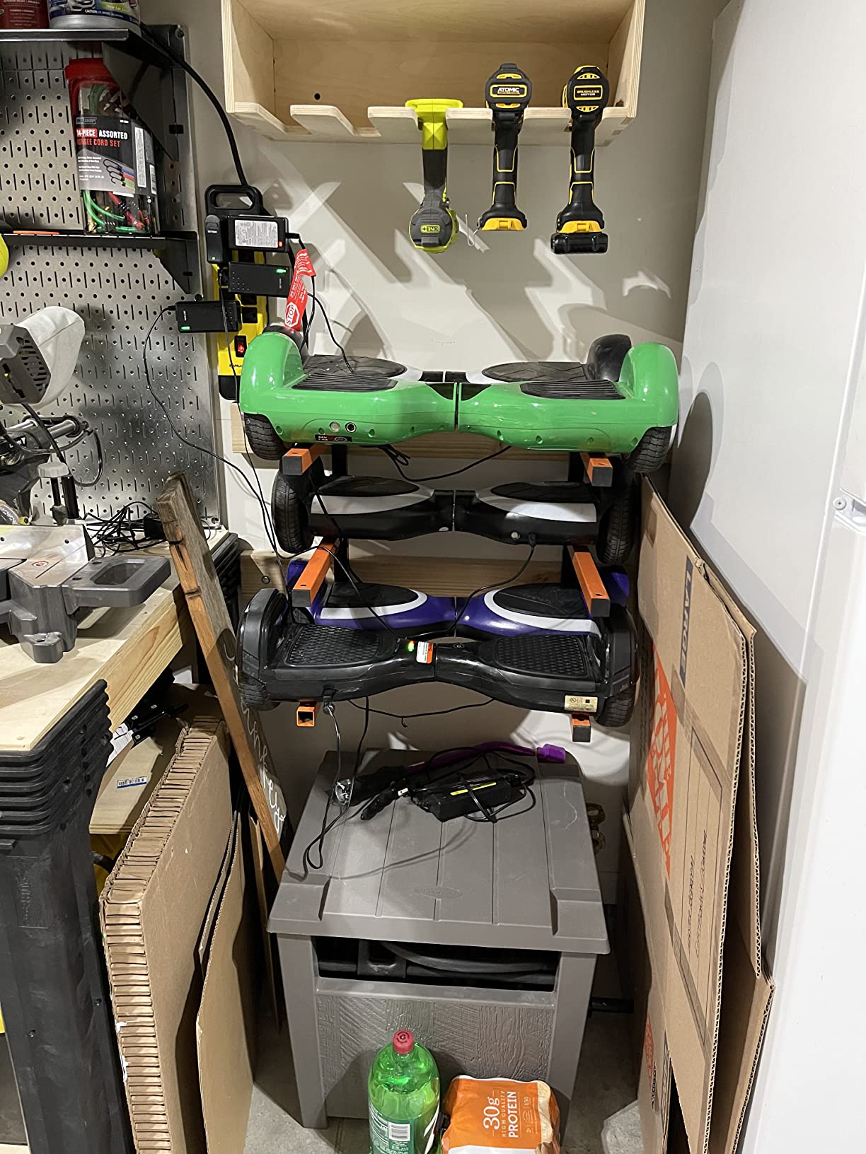 Homydom Garage Shelving Wood Rack, Lumber Storage Rack Wood Organizer Wall Mount Rack Heavy Duty Metal Saving Indoor & Outdoor Space with 3-Level, 4 Pack Customer Review Homydom Garage Shelving Wood Rack, Lumber Storage Rack Wood Organizer Wall Mount Rack Heavy Duty Metal Saving Indoor & Outdoor Space with 3-Level, 4 Pack - Customer Photo 1