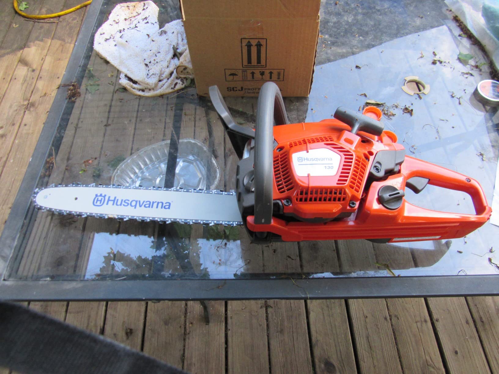 Husqvarna 130 Gas Powered Chainsaw, 38-cc 2-HP, 2-Cycle X-Torq Engine, 16 Inch Chainsaw with Automatic Oiler, For Wood Cutting and Tree Pruning - Customer Photo 1