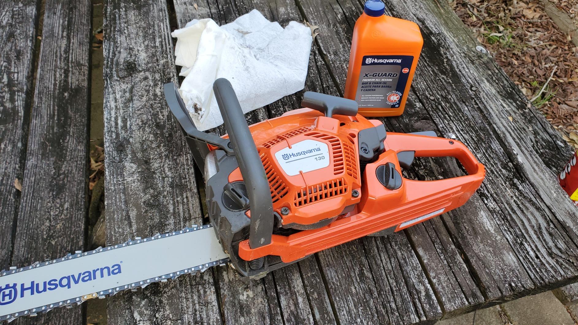 Husqvarna 130 Gas Powered Chainsaw, 38-cc 2-HP, 2-Cycle X-Torq Engine, 16 Inch Chainsaw with Automatic Oiler, For Wood Cutting and Tree Pruning - Customer Photo 2