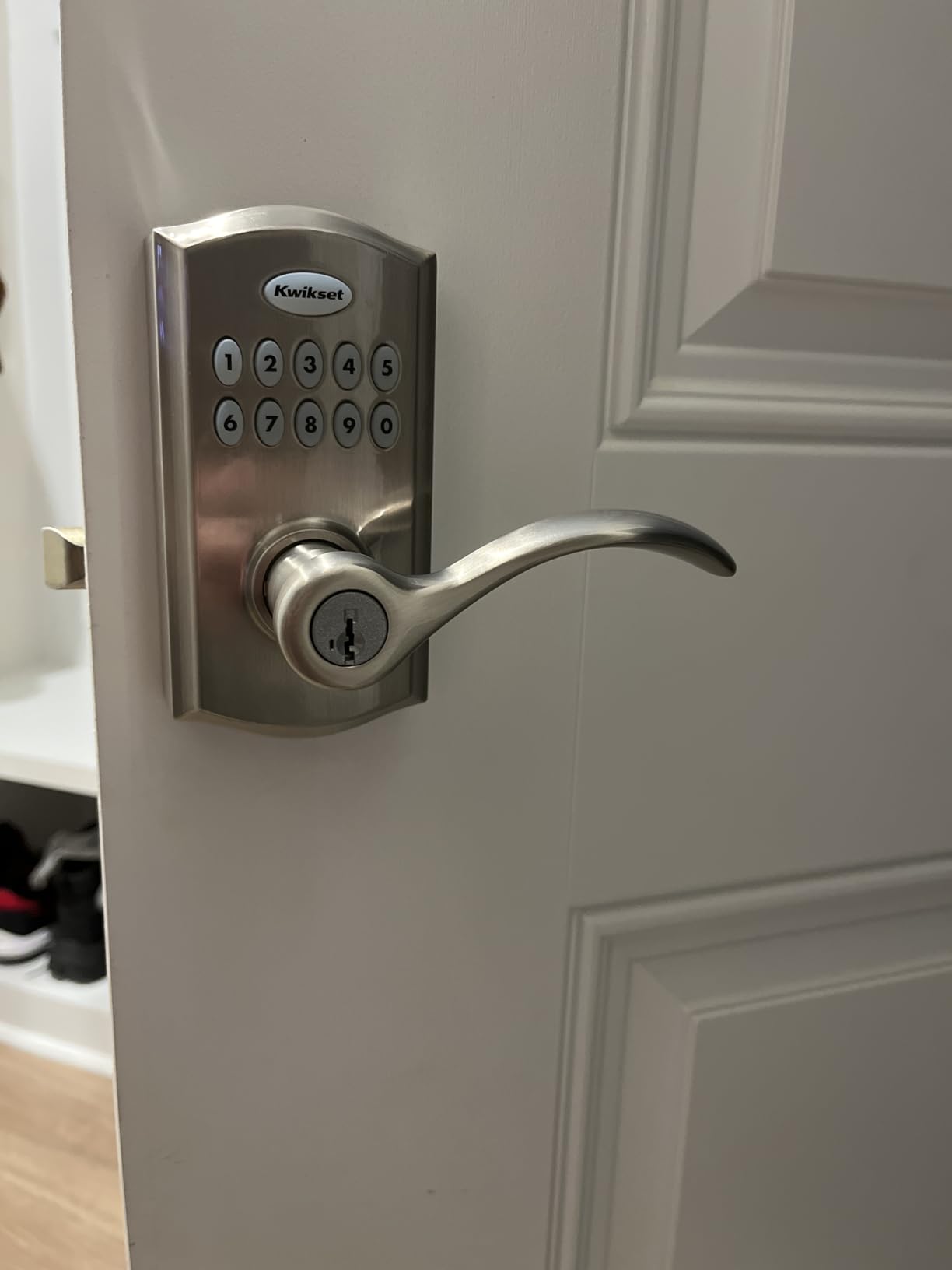 Kwikset SmartCode 955 Pembroke Light Commercial 10-Button Keypad Electronic Lever, Convenient Keyless Entry, 3-Year Battery Life and High Traffic Durability - Customer Photo 1