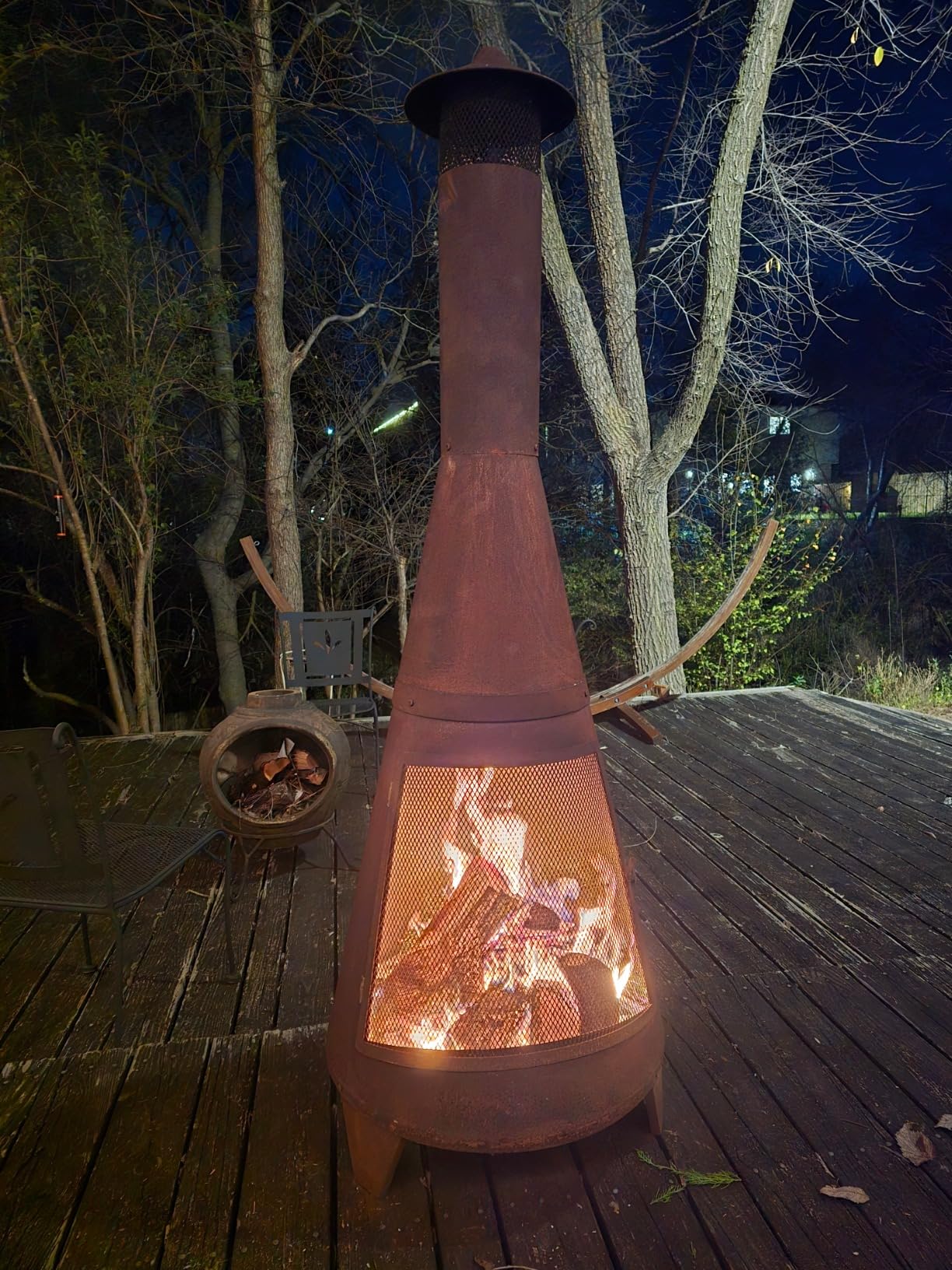 Sunnydaze 70-Inch Rustic Chiminea Outdoor Fireplace - Outdoor Wood-Burning Chiminea Fire Pit - Chimney Fire Pit - Customer Photo 1