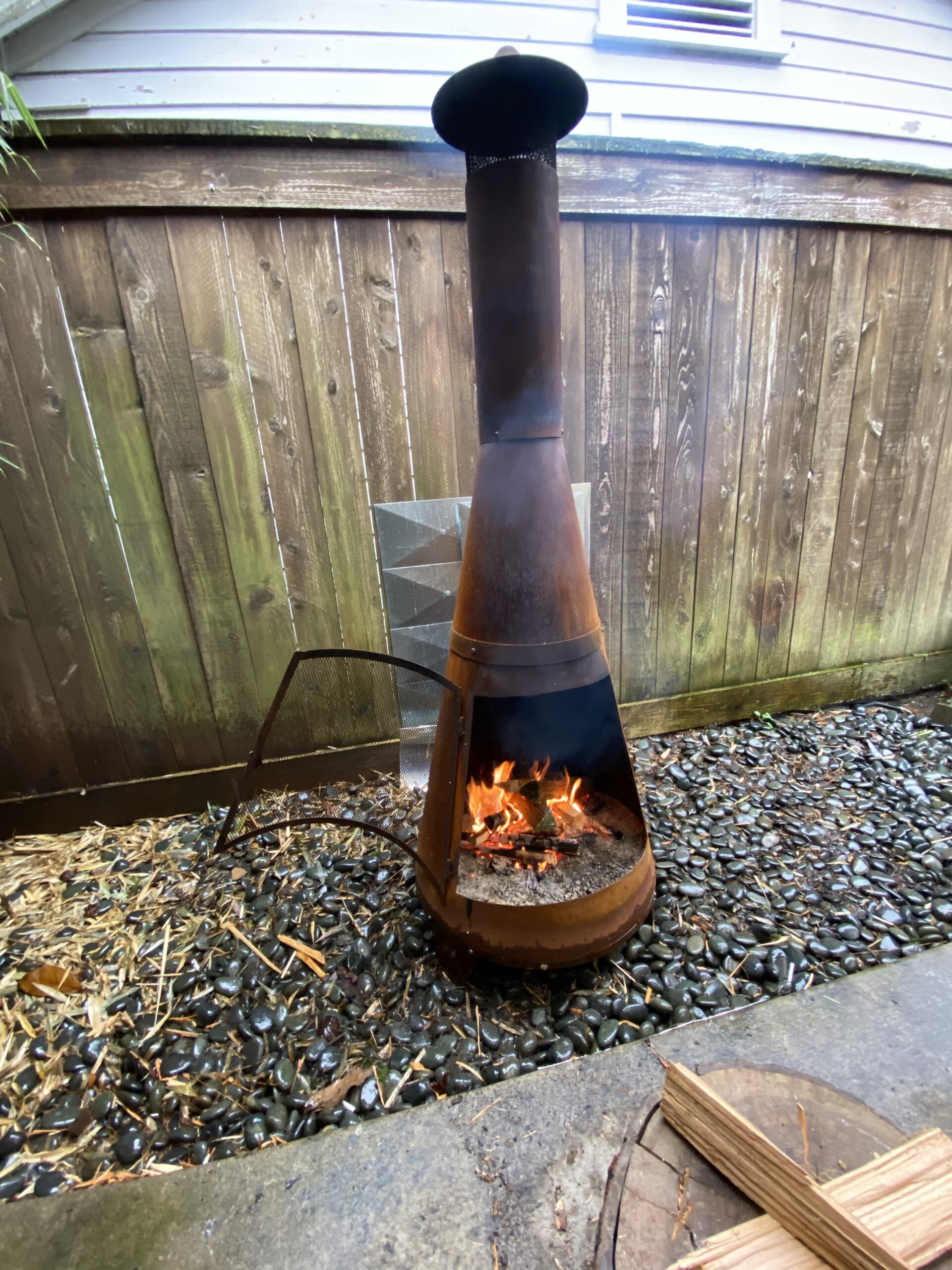 Sunnydaze 70-Inch Rustic Chiminea Outdoor Fireplace - Outdoor Wood-Burning Chiminea Fire Pit - Chimney Fire Pit - Customer Photo 2