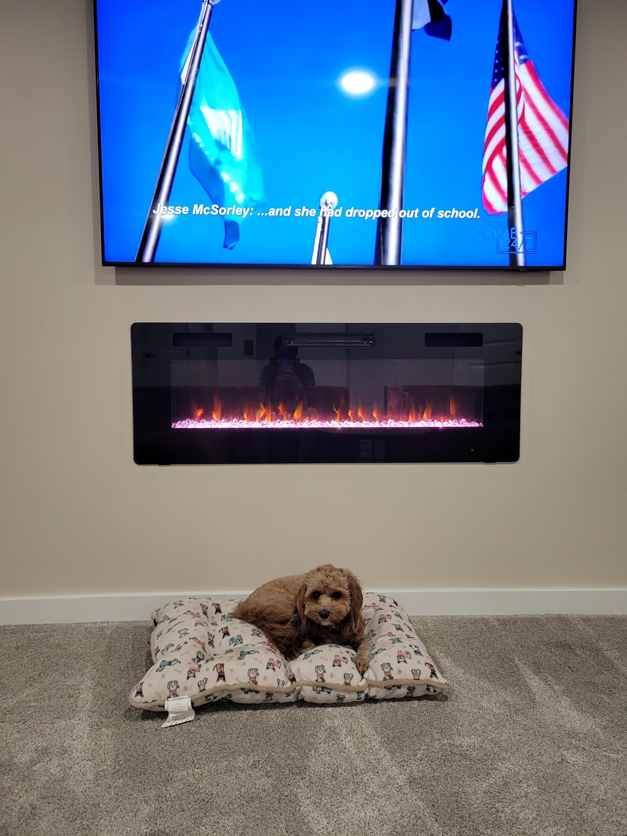 R.W.FLAME Electric Fireplace 50 inch Recessed and Wall Mounted,The Thinnest FireplaceLow Noise, Fit for 2 x 6 Stud, Remote Control with Timer,Touch Screen,Adjustable Flame Colors and Speed - Customer Photo 4