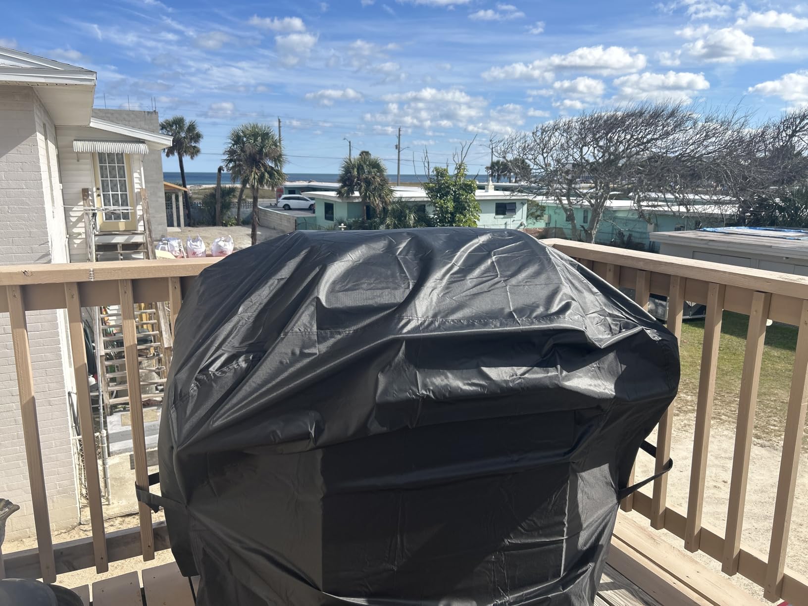 Grill Cover, 58 inch BBQ Gas Grill Cover for Outdoor Grill, Waterproof, Anti-UV, Rip-Proof, Fade Resistant Material, Barbecue Cover with Hook-and-Loop Straps & Adjustable Hem Drawstring, Black - Customer Photo 1