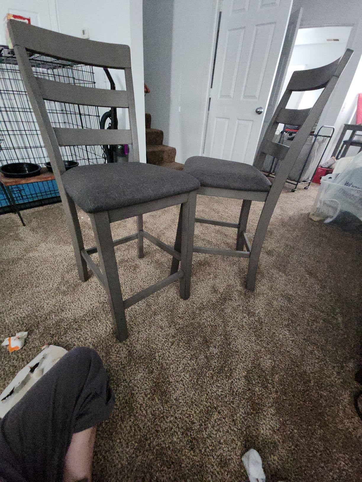 Signature Design by Ashley Bridson 5 Piece Dining Room Set, Includes Table & 4 Ladderback Barstools, Wood, Gray Customer Review Signature Design by Ashley Bridson 5 Piece Dining Room Set, Includes Table & 4 Ladderback Barstools, Wood, Gray - Customer Photo 1