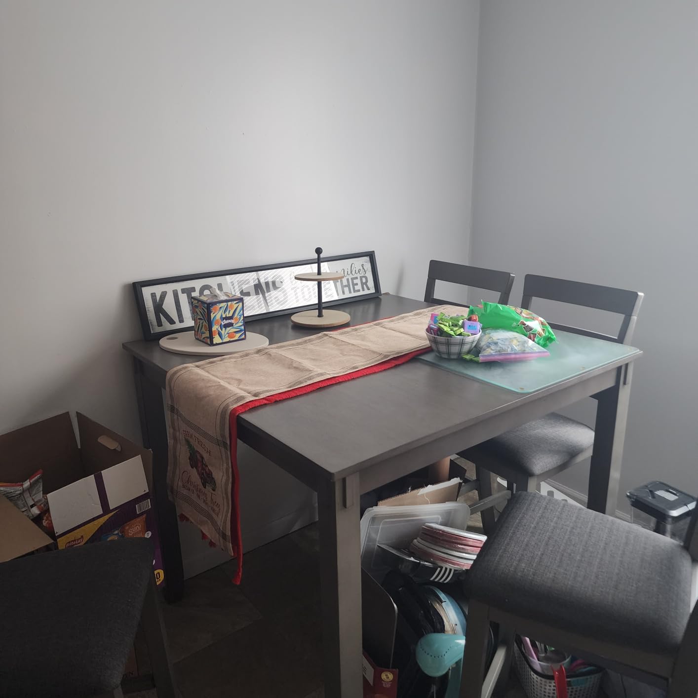 Signature Design by Ashley Bridson 5 Piece Dining Room Set, Includes Table & 4 Ladderback Barstools, Wood, Gray - Customer Photo 2