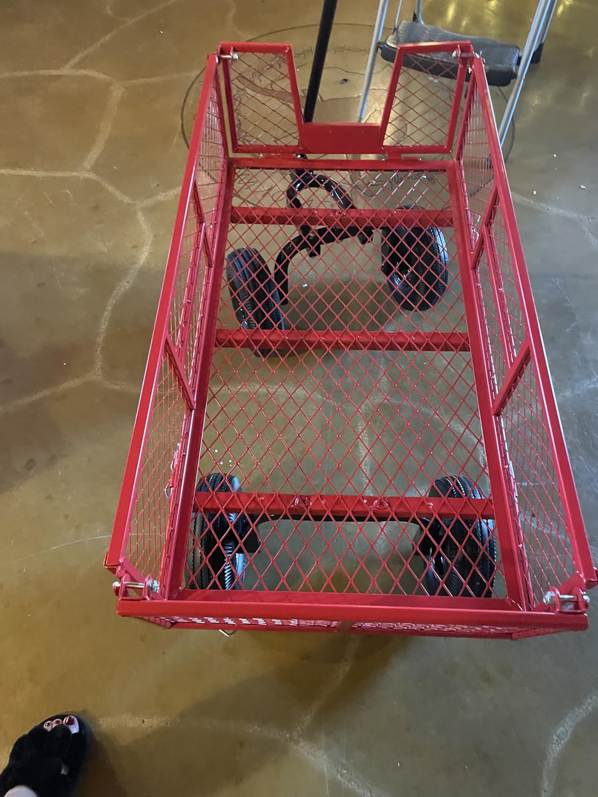 VIVOHOME Heavy Duty 880 Lbs Capacity Mesh Steel Garden Cart Folding Utility Wagon with Removable Sides and 4.10/3.50-4