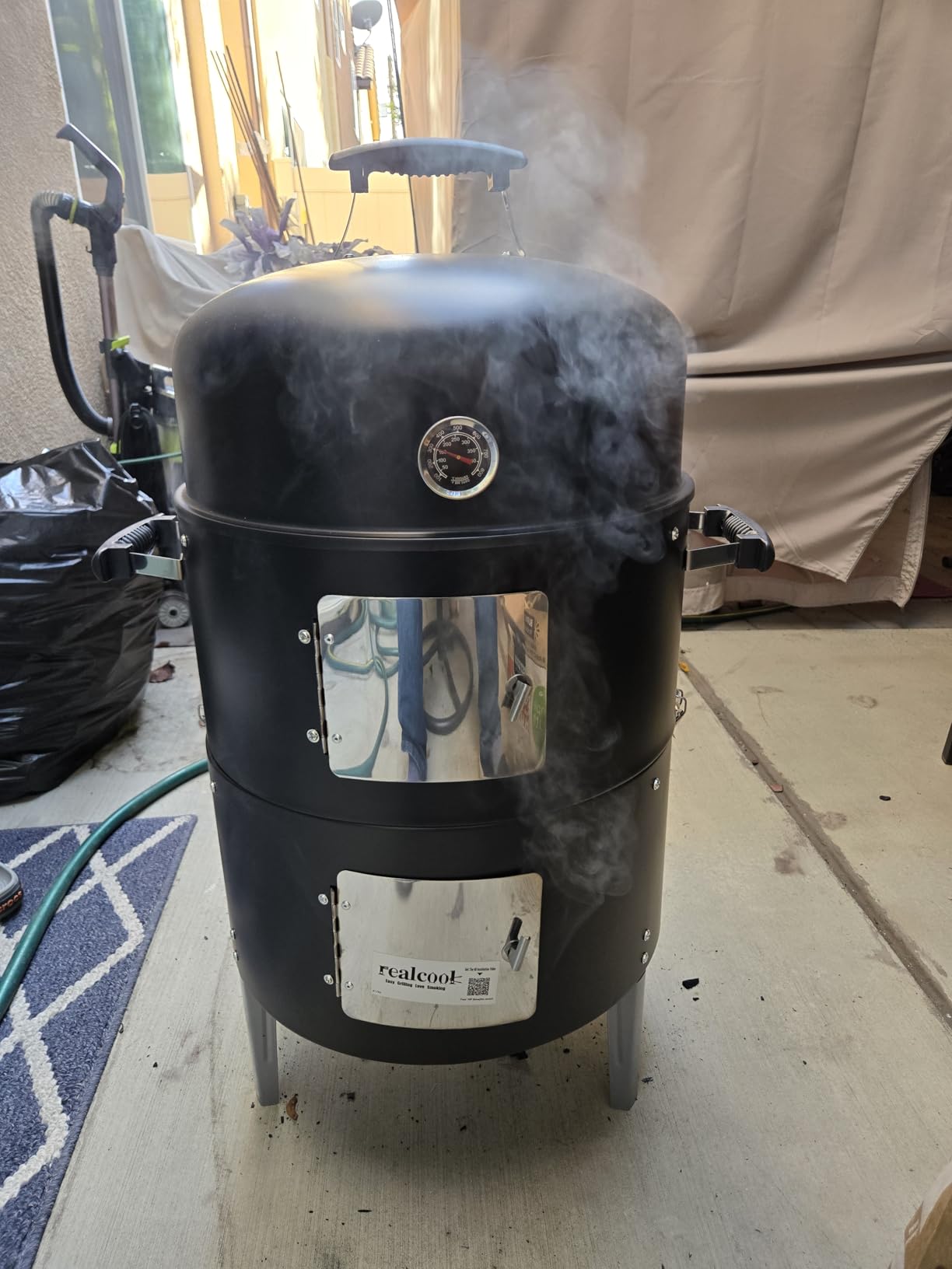 Realcook Charcoal BBQ Smoker Grill - 20 Inch Vertical Smoker for Outdoor Cooking Grilling - Customer Photo 2