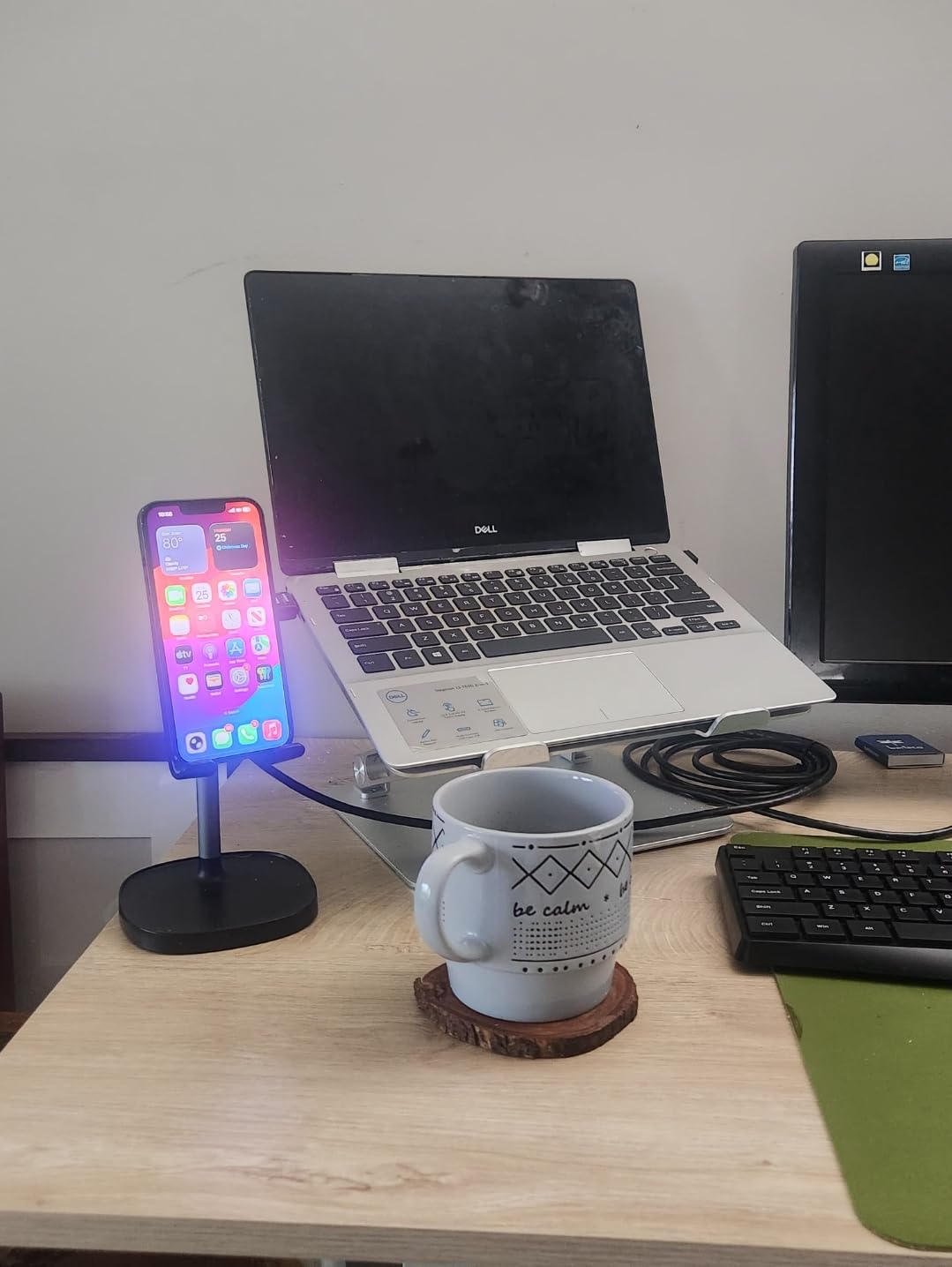 LISEN Cell Phone Stand Adjust for iPhone Phone Holder for Desk Recording, Gifts Women Office Desk Accessories PC Gaming Essentials Kitchen Gadgets Fit OtterBox Case Switch iPad Air Tablet 4-10 in - Customer Photo 1