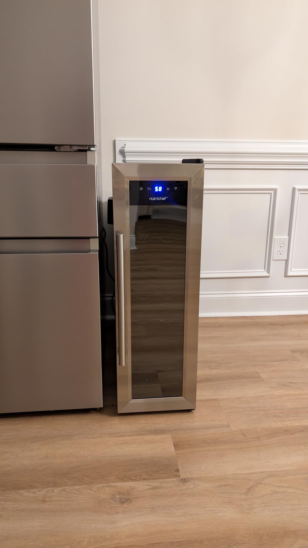 Nutrichef 12 Bottle Stainless Steel Slim Wine Fridge | Red & White Wine Chiller | Adjustable Temperature Control, Ultra Quiet Operation & Energy Efficient | Mini Wine Cooler Refrigerator | 31x10x17 IN Customer Review Nutrichef 12 Bottle Stainless Steel Slim Wine Fridge | Red & White Wine Chiller | Adjustable Temperature Control, Ultra Quiet Operation & Energy Efficient | Mini Wine Cooler Refrigerator | 31x10x17 IN - Customer Photo 2