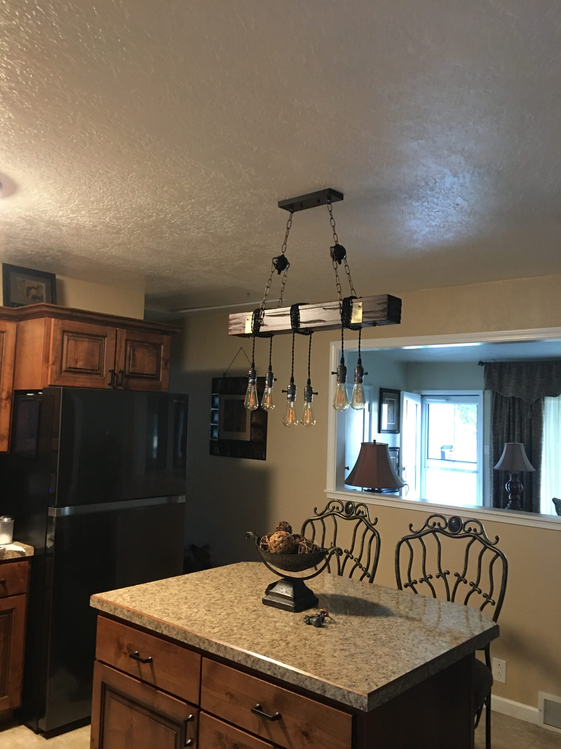 Farmhouse Lighting Rustic Chandelier Dining Room Lighting Fixtures Hanging Farmhouse Chandelier Chandeliers 6 E26 Bulb Sockets Industrial Suspension Light Line Can Be Adjusted Freely (With Switch) - Customer Photo 4