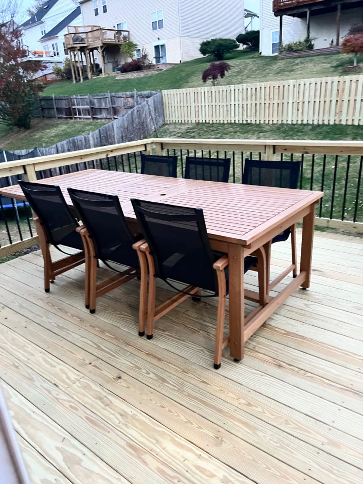 Amazonia Franklin 9-Piece Rectangular Extendable Patio Dining Set Teak Finish and Weather-Net Technology Ideal for Outdoors and Indoors - Customer Photo 2