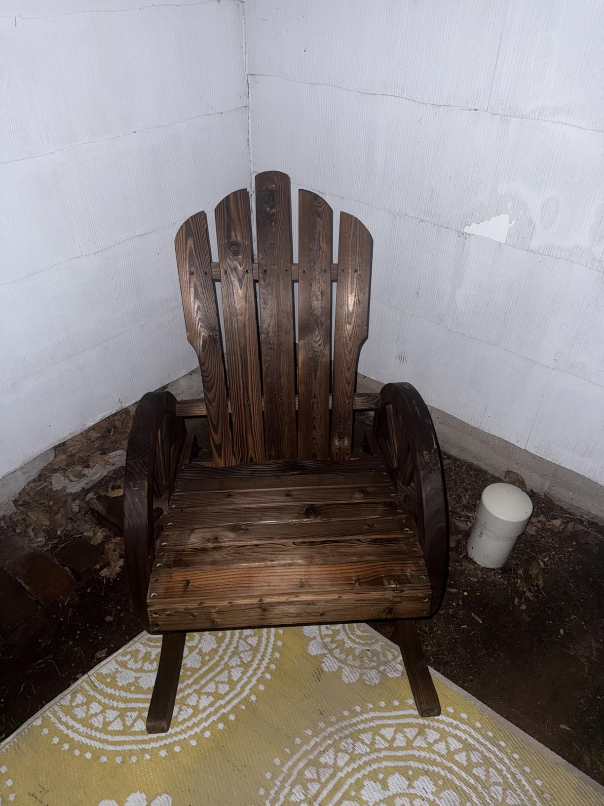 Outsunny Wooden Rocking Chair, Adirondack Rocker Chair w/Slatted Design and Oversized Back, Outdoor Rocking Chair with Wagon Wheel Armrest for Porch, Poolside, and Garden, Carbonized - Customer Photo 1