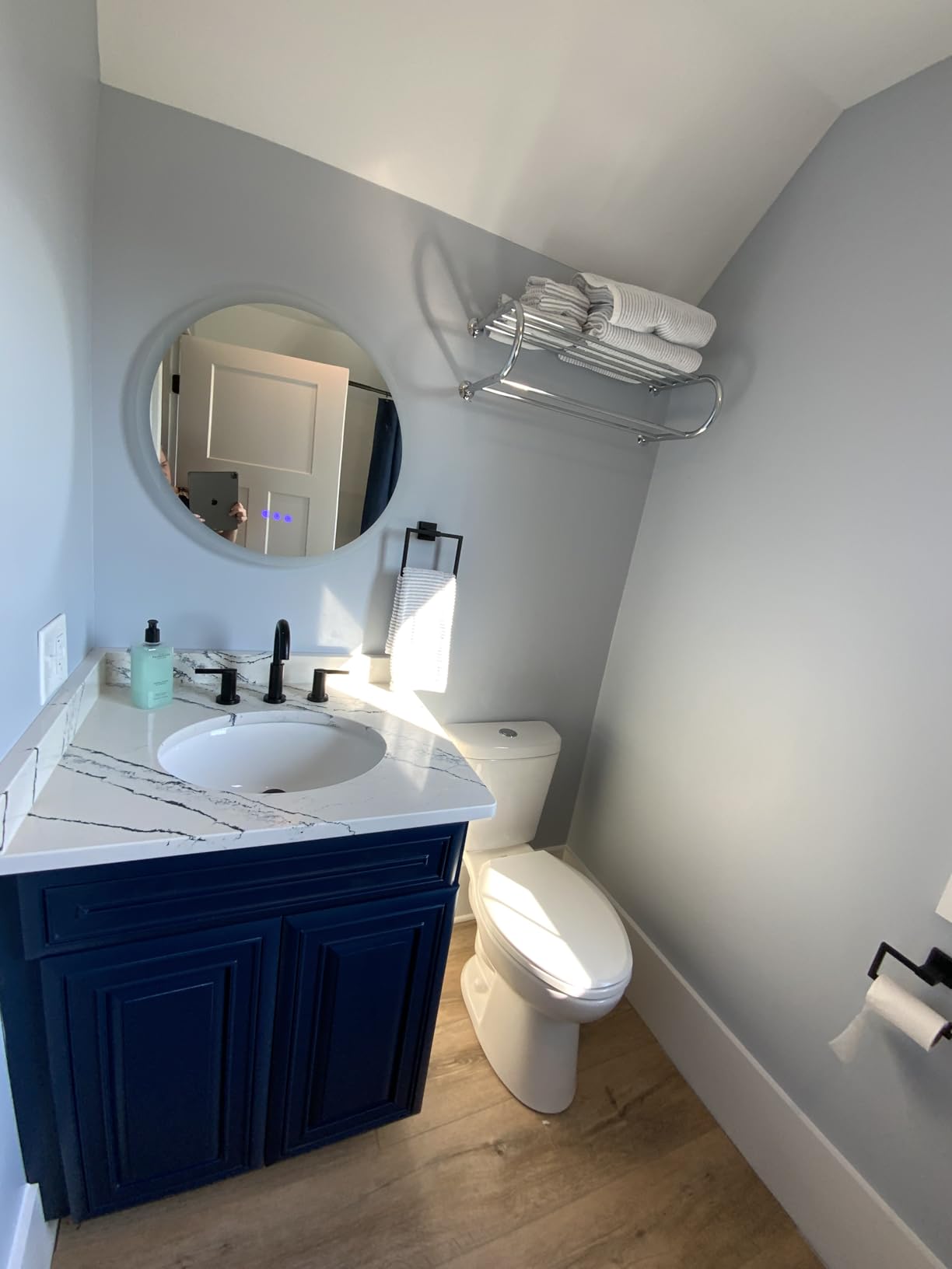 Delta Nicoli Matte Black Bathroom Faucet 3 Hole, 8 Inch Widespread Bathroom Sink Faucet for Vanity, Push-Pop Drain Assembly, Matte Black 35749LF-BL - Customer Photo 1