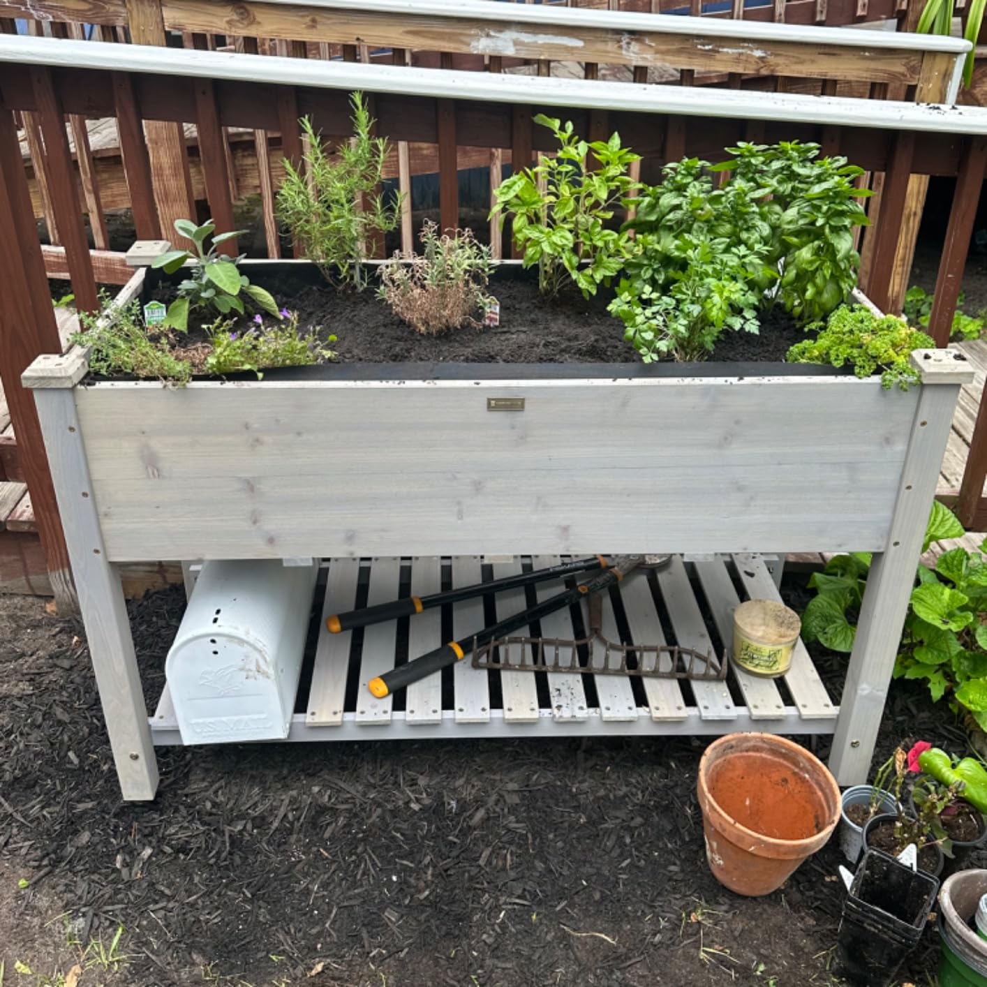 Best Choice Products Raised Garden Bed 48x24x32-inch Mobile Elevated Wood Planter w/Lockable Wheels, Storage Shelf, Protective Liner - Natural - Customer Photo 1