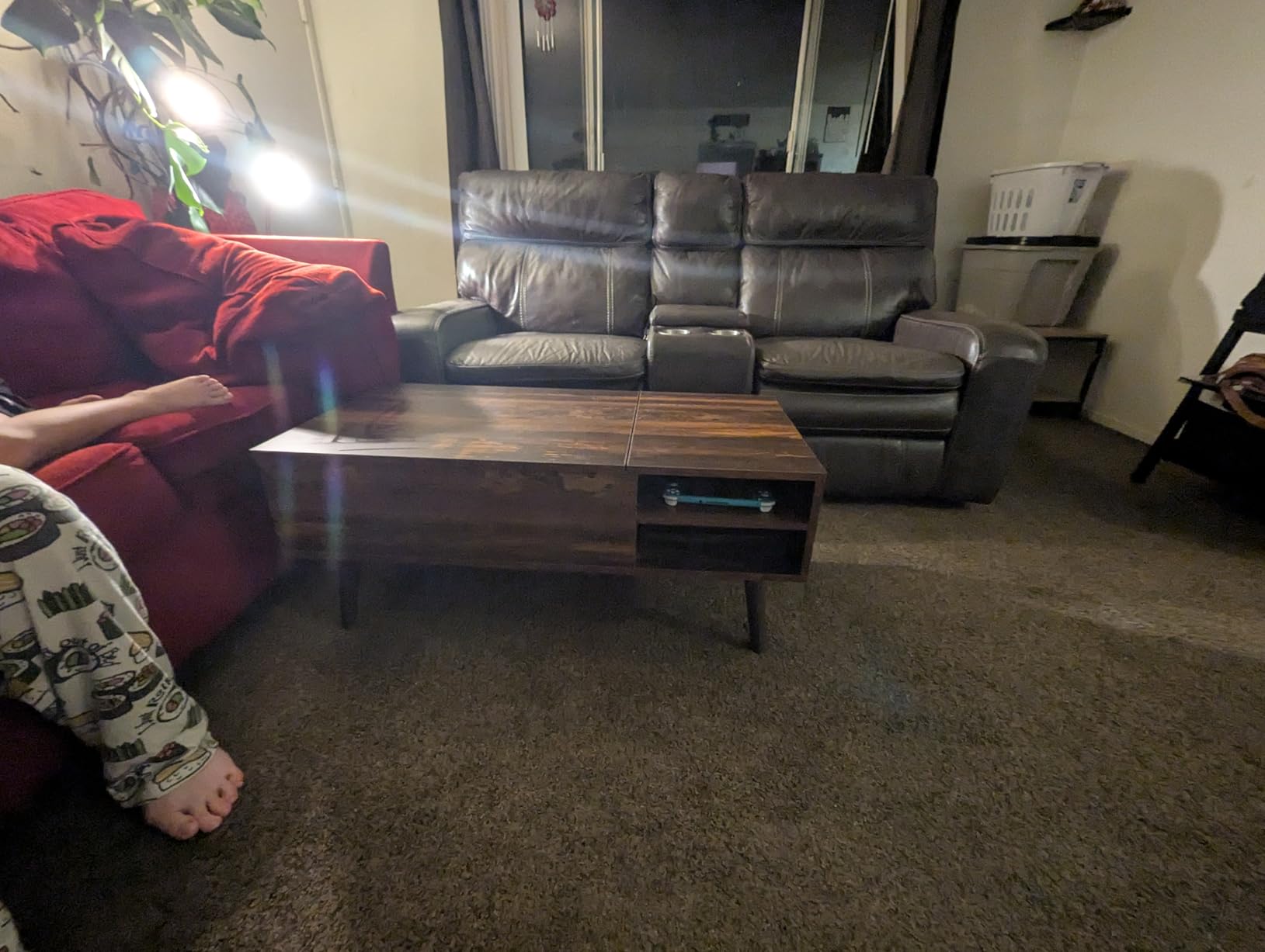 WLIVE Lift Top Coffee Table for Living Room,Small Coffee Table with Storage, Adjustable Shelf and Storage Compartment, Mid Century Modern Living Room Table, Wood, Rustic Brown - Customer Photo 2