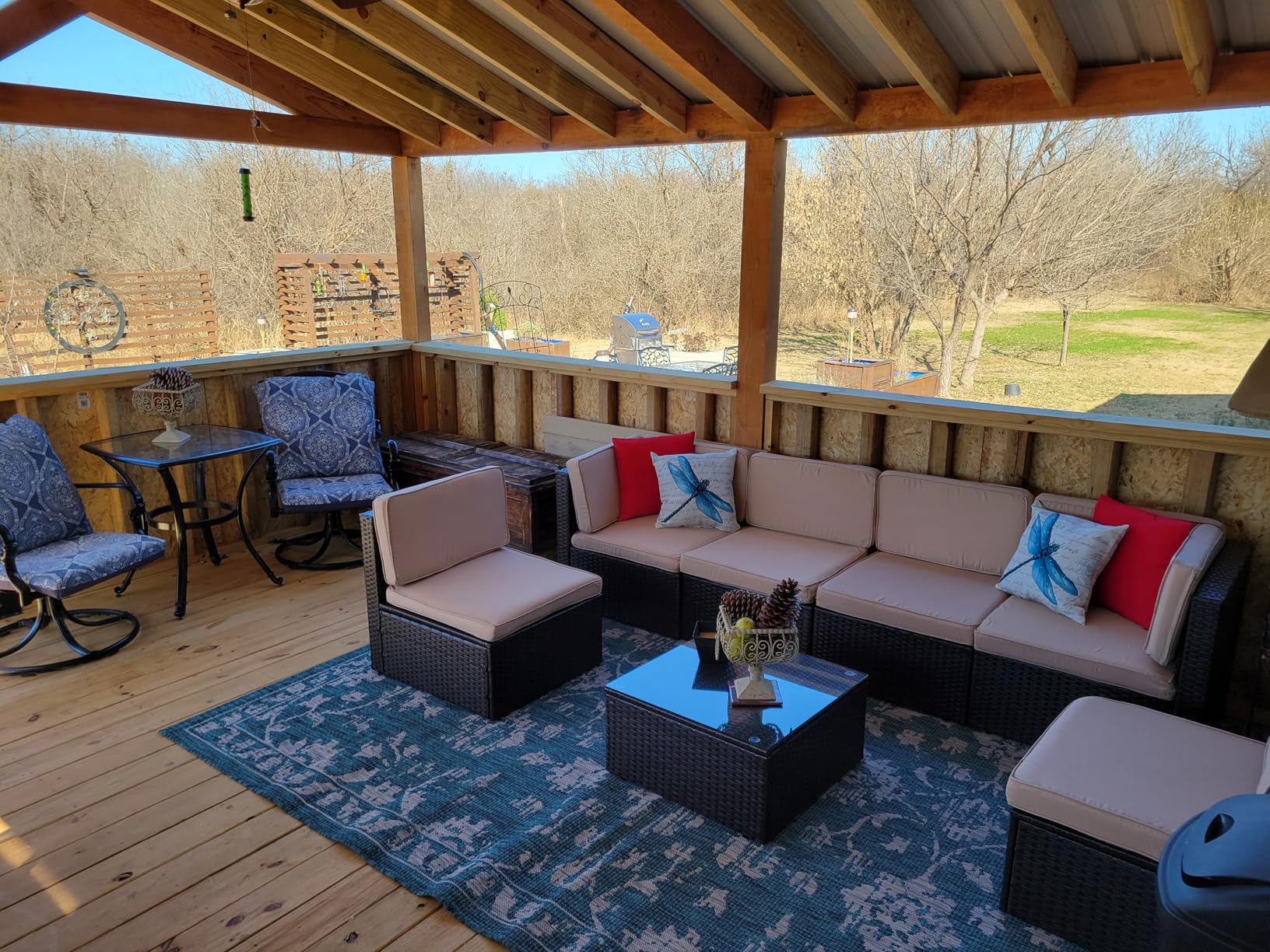 Vongrasig 5 Piece Patio Furniture Sets, Outdoor Patio Set Sectional Sofa, All-Weather PE Rattan Outdoor Couch with Ottoman, Glass Table for Garden, Backyard, Porch, Beige Customer Review Vongrasig 5 Piece Patio Furniture Sets, Outdoor Patio Set Sectional Sofa, All-Weather PE Rattan Outdoor Couch with Ottoman, Glass Table for Garden, Backyard, Porch, Beige - Customer Photo 1