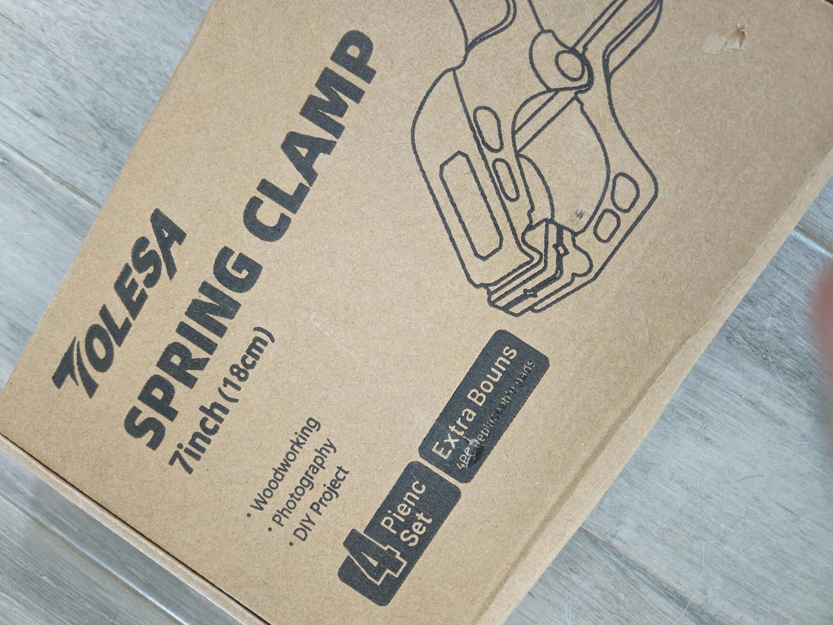 TOLESA Heavy Duty Spring Clamps 7 Inch 4 Pcs Large Wood Clamps with 30Lbs Powerful Clamping Force Deep Throat Nylon Clamps for Woodworking Photography Backdrop Household Use Cover Holding Wood Gluing - Customer Photo 2