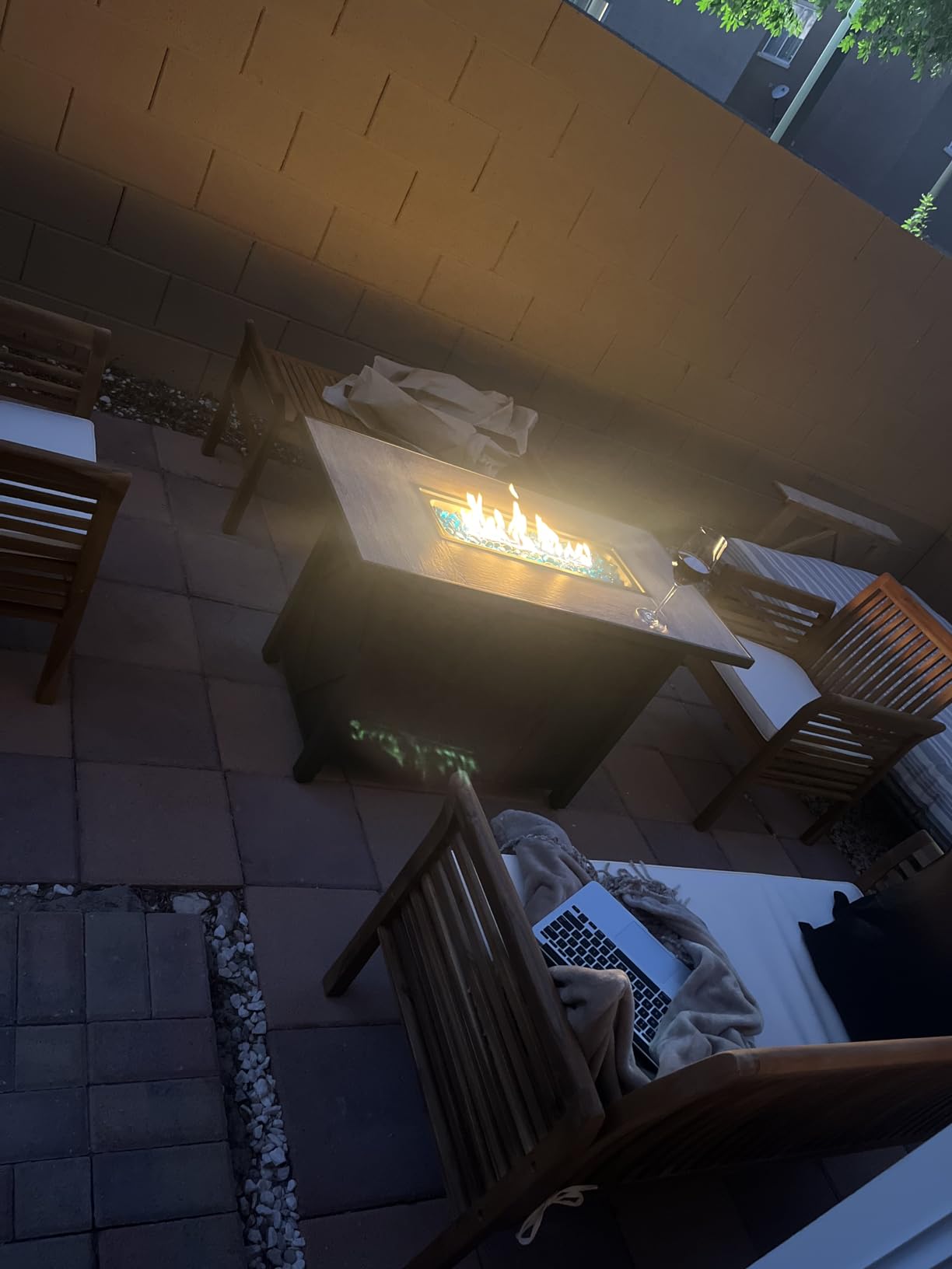 Tangkula 4 Piece Outdoor Acacia Wood Sofa Set with Water Resistant Cushions, Padded Patio Conversation Table Chair Set w/Coffee Table for Garden, Backyard, Poolside - Customer Photo 3