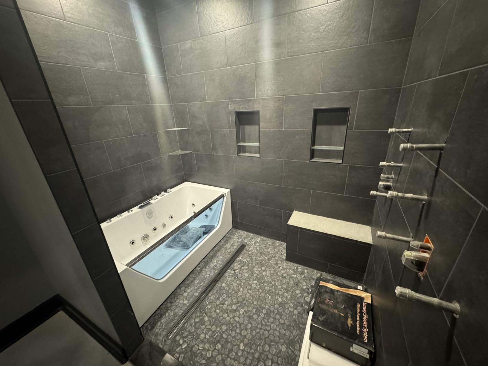 Empava 59 in. Acrylic Alcove Whirlpool Bathtub - Hydromassage Rectangular Jetted Soaking Tub with Center Drain - Waterfall Faucet - Customer Photo 2