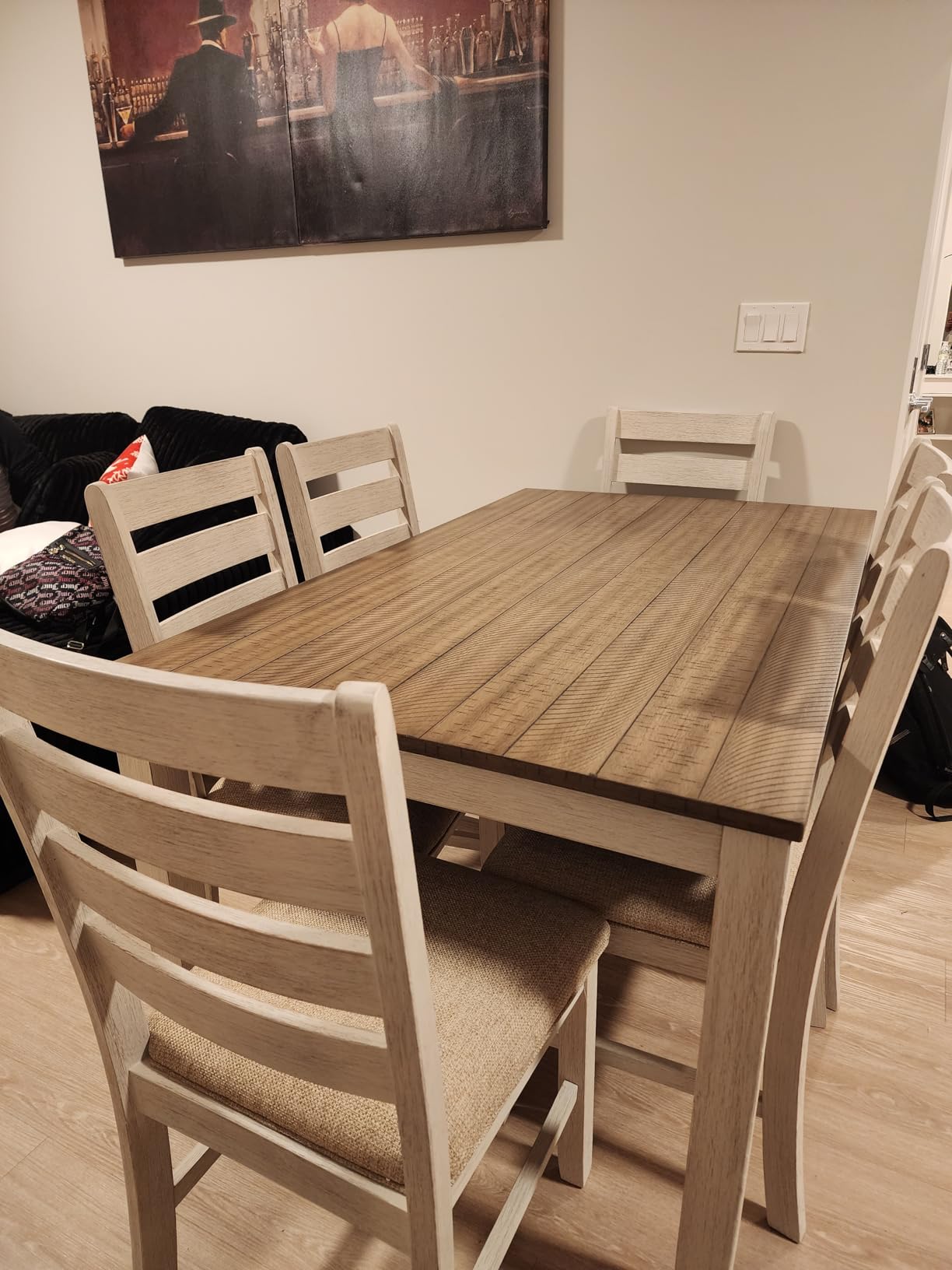 Signature Design by Ashley Caitbrook Rustic 7-Piece Dining Set – Rectangular Table with 6 X-Back Upholstered Chairs, Gray Customer Review Signature Design by Ashley Caitbrook Rustic 7-Piece Dining Set – Rectangular Table with 6 X-Back Upholstered Chairs, Gray - Customer Photo 1