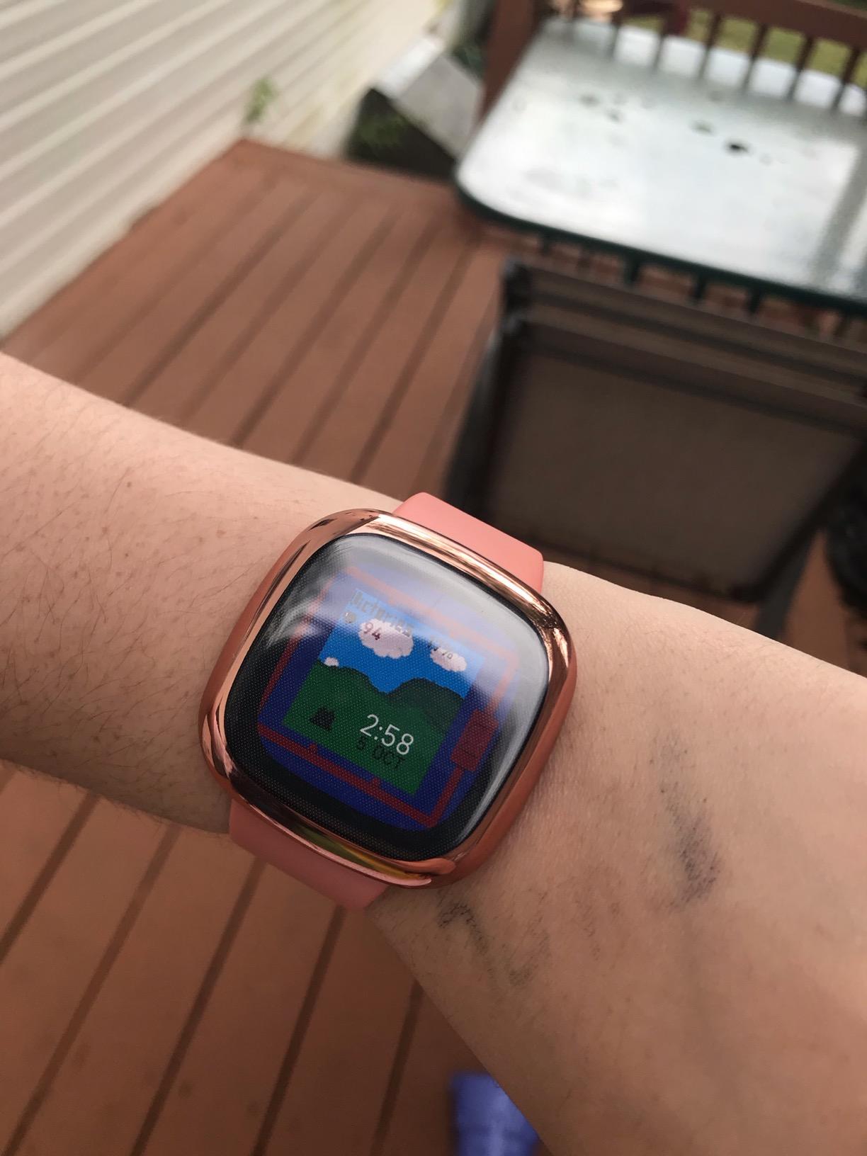 Fitbit Versa 3 Health & Fitness Smartwatch with GPS, 24/7 Heart Rate, Alexa Built-in, 6+ Days Battery, Midnight Blue/Gold, One Size (S & L Bands Included) customer photo 1