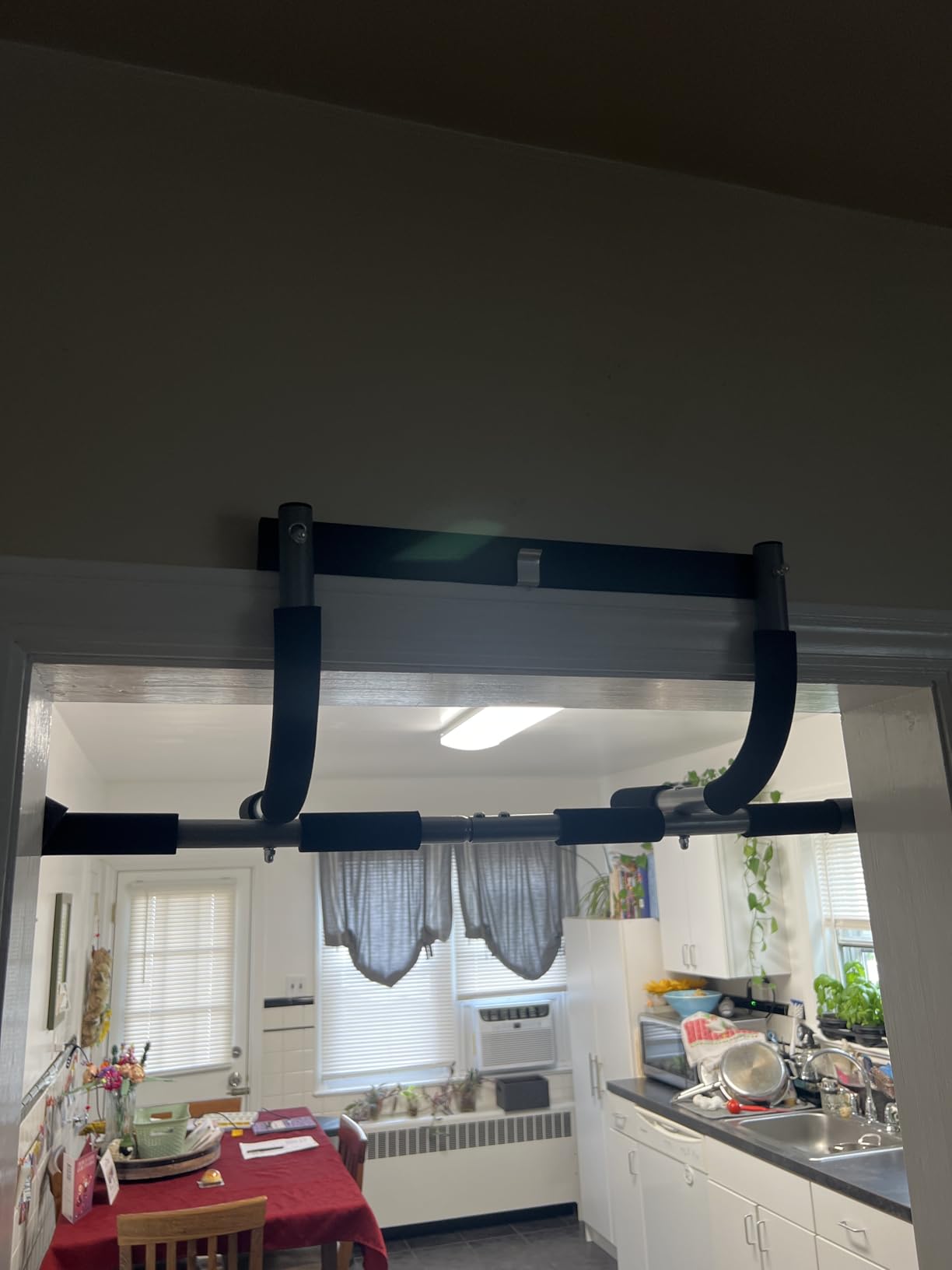 TOPOKO Upgrade Pull Up Bar for Doorway - Max Capacity 440 lbs, Portable Upper Body Workout Bar for Strength Training - Customer Photo 2
