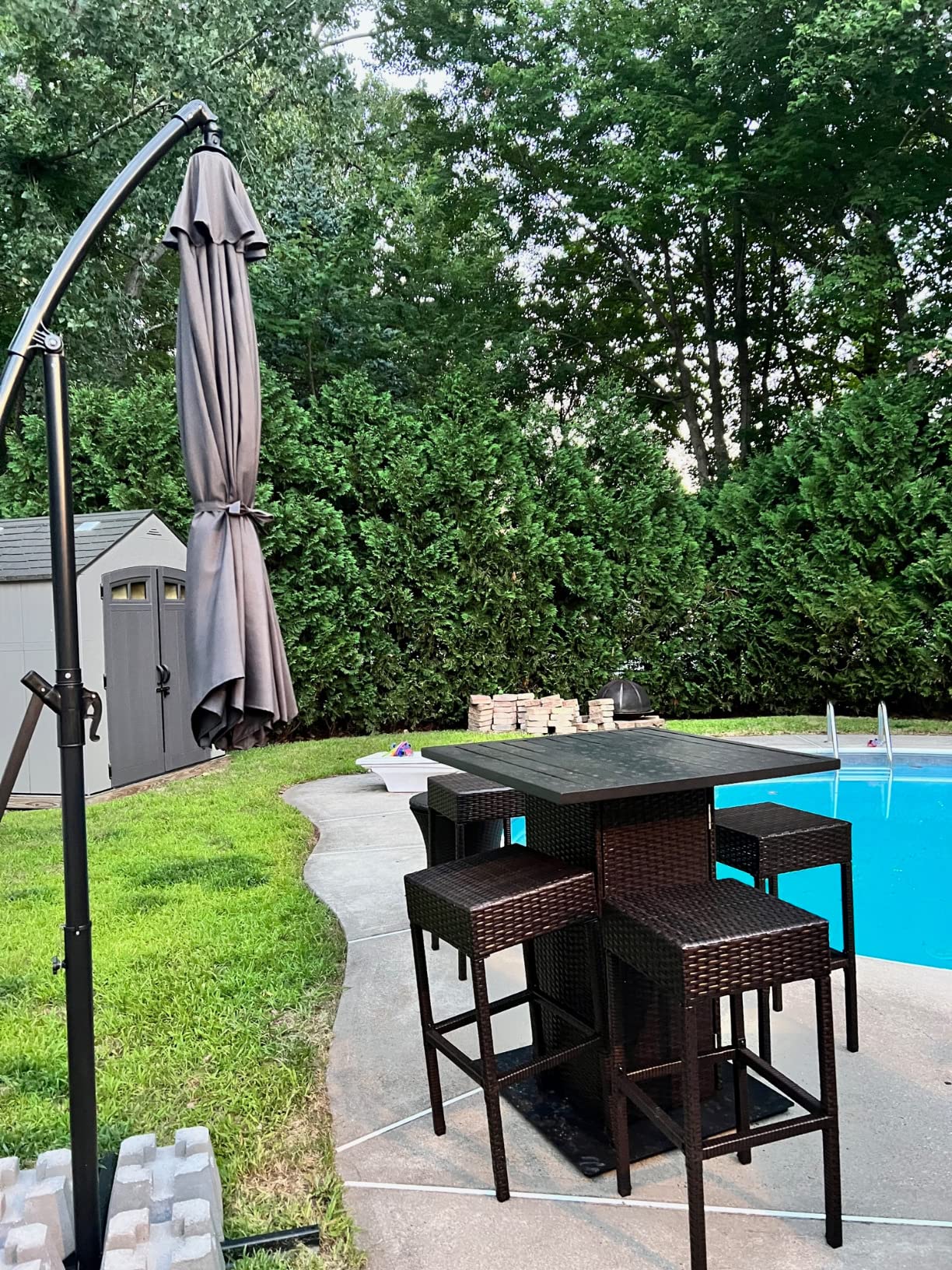 Best Choice Products 5-Piece Outdoor Wicker Bar Table Set for Patio, Poolside, Backyard w/Built-in Bottle Opener, Hidden Storage Shelf, Metal Tabletop, 4 Stools - Gray Customer Review Best Choice Products 5-Piece Outdoor Wicker Bar Table Set for Patio, Poolside, Backyard w/Built-in Bottle Opener, Hidden Storage Shelf, Metal Tabletop, 4 Stools - Gray - Customer Photo 2