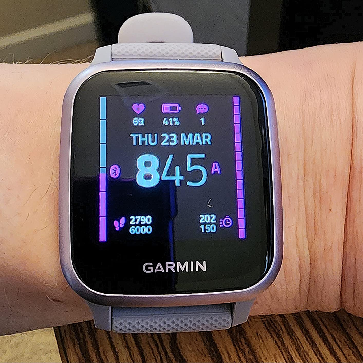 Garmin Venu Sq, GPS Smartwatch with Bright Touchscreen Display, Up to 6 Days of Battery Life, Light Gold and White - 010-02427-01 customer photo 1