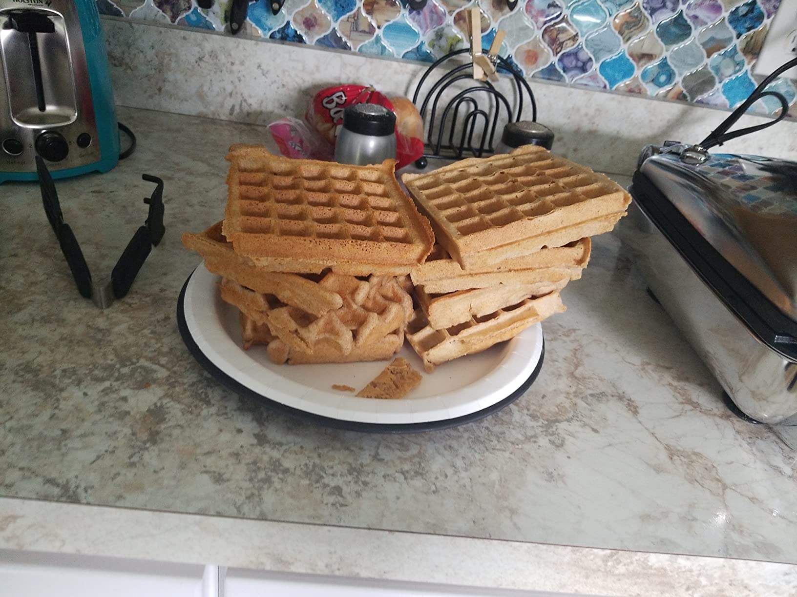 All-Clad Stainless Steel Waffle Maker 4 Section, Thick Belgium Waffle Makers, Upright Storage 1600 Watts, Nonstick, 6 Browning Levels, Dishwasher Safe - Customer Photo 2