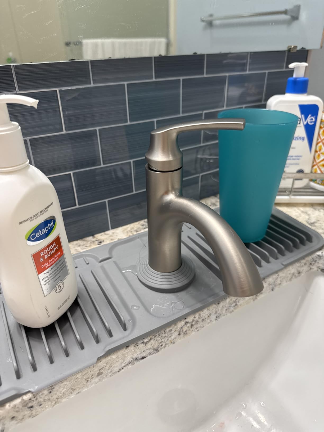 Moen Wellton Spot Resist Brushed Nickel One Hole Single-Handle Bathroom Faucet with Optional Deck Plate and Drain Assembly, 84980SRN - Customer Photo 2