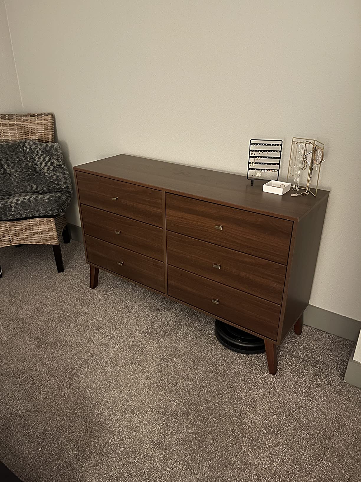 Prepac Milo Mid-Century Modern 6 Drawer Double Dresser for Bedroom, Wide Chest of Drawers, Contemporary Bedroom Furniture, 16.75 Prepac Milo Mid-Century Modern 6 Drawer Double Dresser for Bedroom, Wide Chest of Drawers, Contemporary Bedroom Furniture, 16.75