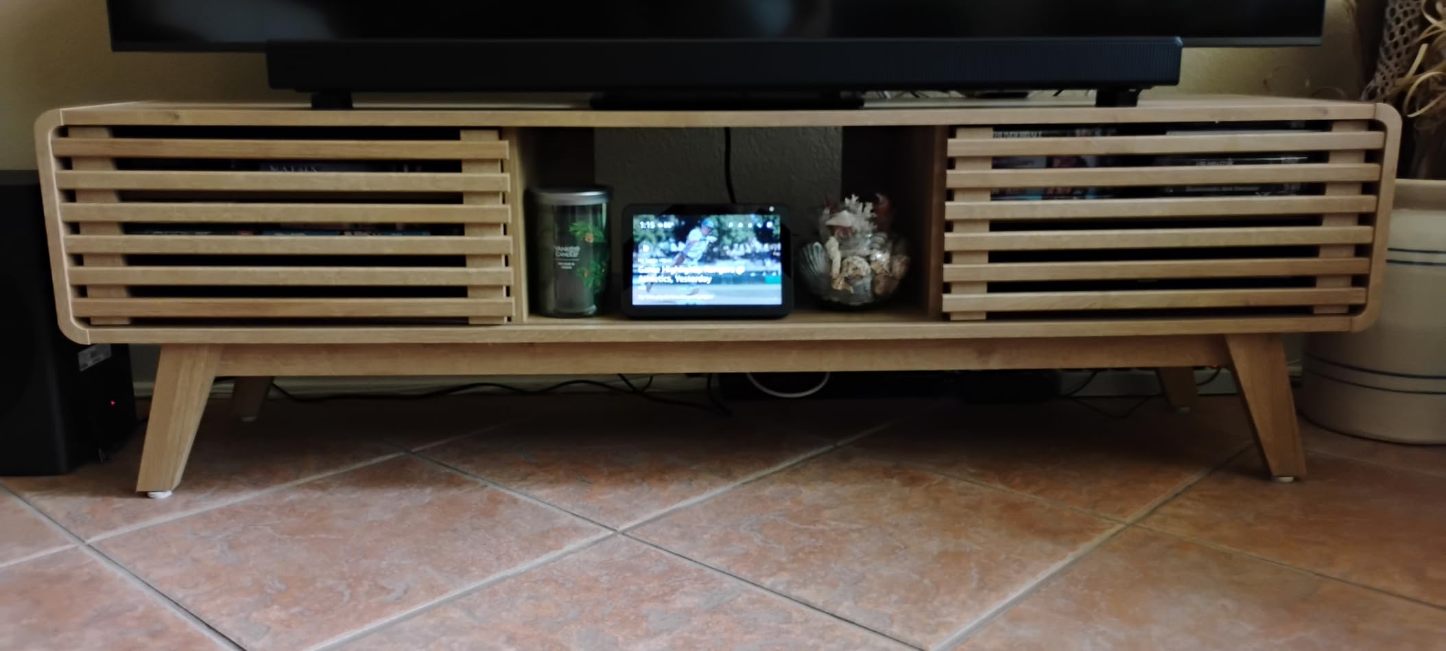 mopio Ensley TV Stand, Mid Century Modern for 55/60/65 inch TV, Farmhouse TV Stand, Entertainment Center with Storage, TV and Media Console for Living Room (Walnut, 59