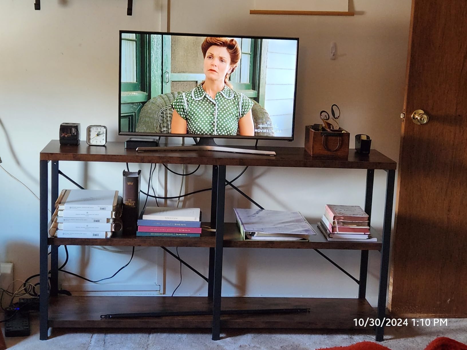 IRONCK Bookshelf Double Wide 55 in 3-Tier, Industrial Bookcases, Wood and Metal Bookshelves, Book Shelves for Home Office Decor Display - Customer Photo 2