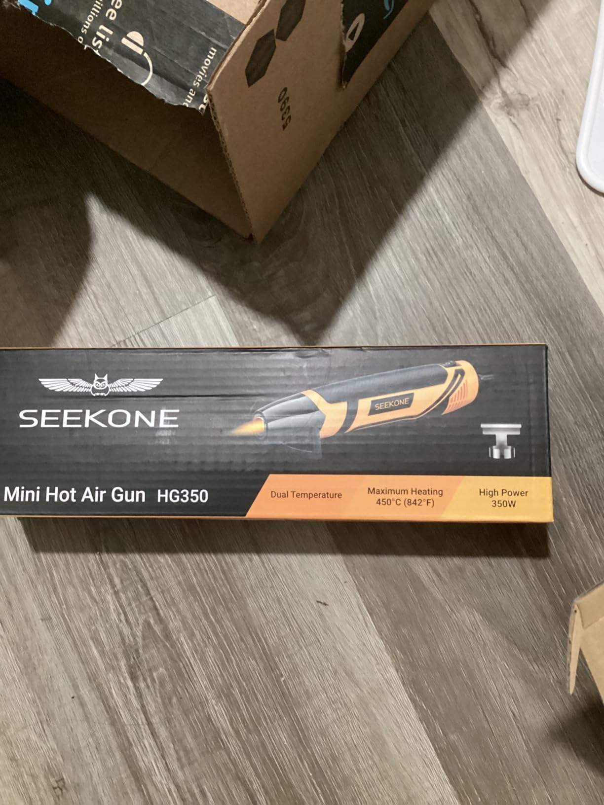 SEEKONE Mini Heat Gun, 350W 2-Temp Settings 500°F & 842°F Fast Heat Hot Air Gun Tool with Reflector Nozzle and 4.9Ft Long Cable Overload Protection for Crafting, Vinyl Wrap and Shrink Tubing - Customer Photo 2