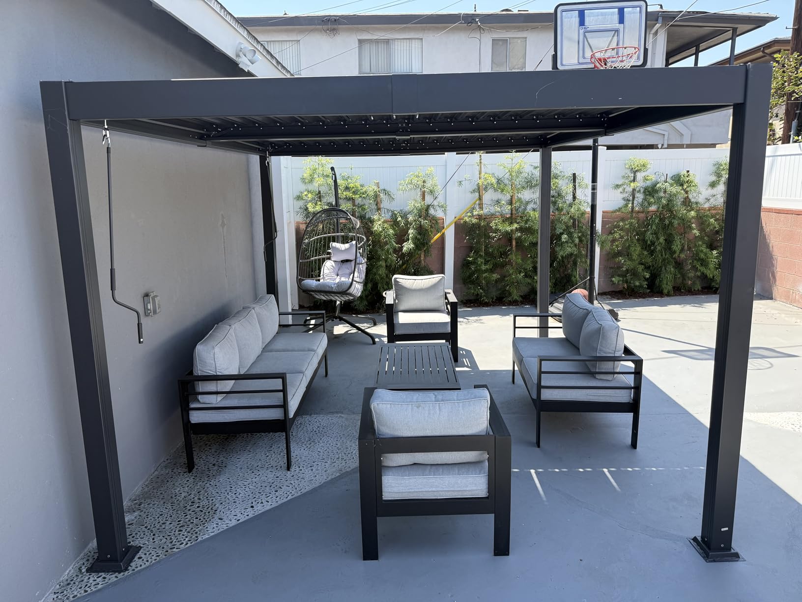 BLUEXYARD Outdoor Hanging Egg Chair with Stand, 350 Lbs Capacity Wicker Rattan Swing Chair with Cozy Cushion, Foldable Weather-Resistant Basket Hammock for Patio Balcony Lawn Bedroom, Brown Tan - Customer Photo 2