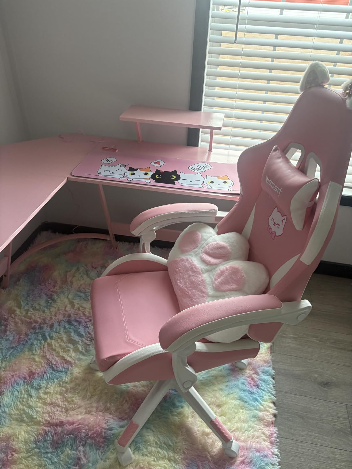 Homall L Shaped Gaming Desk Computer Corner Desk PC Gaming Desk Table with Large Monitor Riser Stand for Home Office Sturdy Writing Workstation (Black, 51 Inch) - Customer Photo 1