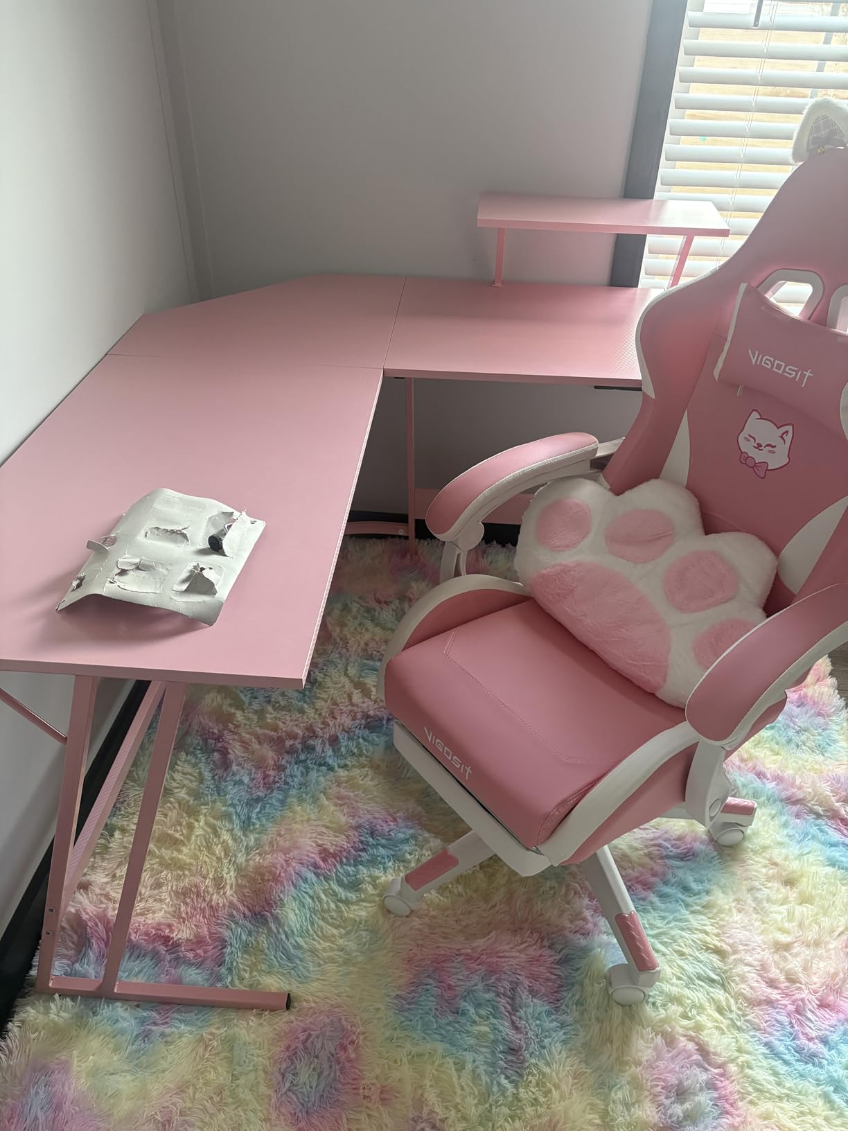 Homall L Shaped Gaming Desk Computer Corner Desk PC Gaming Desk Table with Large Monitor Riser Stand for Home Office Sturdy Writing Workstation (Black, 51 Inch) - Customer Photo 2