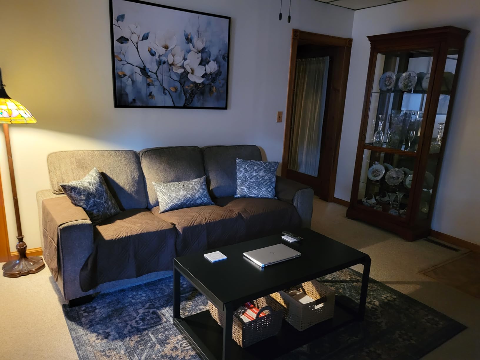 EXCEFUR Coffee Table with Storage Shelf, Rustic Wood and Metal Cocktail Table for Living Room, Grey - Customer Photo 1