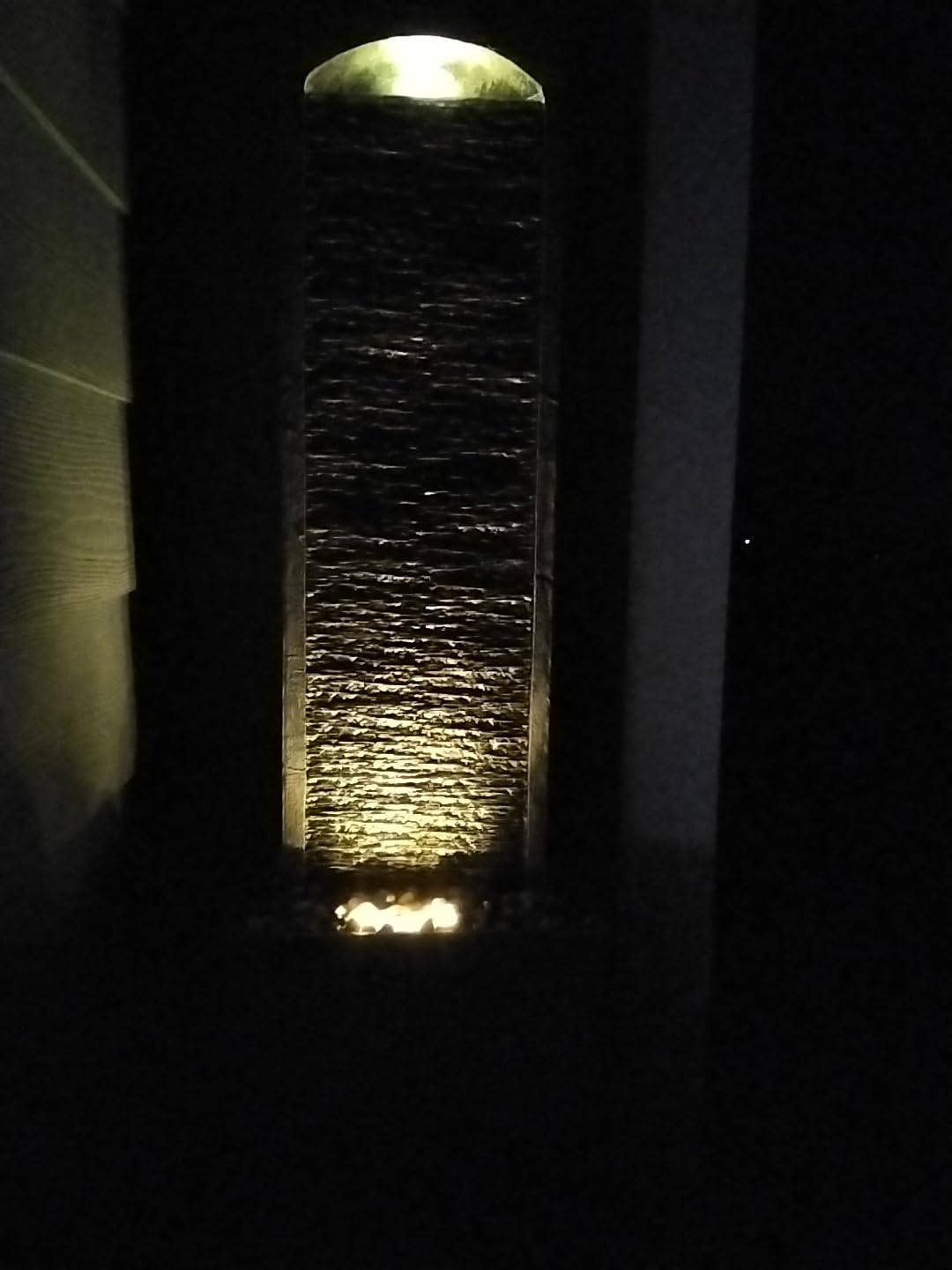 Teamson Home 38.58 in. Modern Curved Faux Slate Waterfall Fountain for Indoors or Outdoors with LED Light Accents - Customer Photo 1