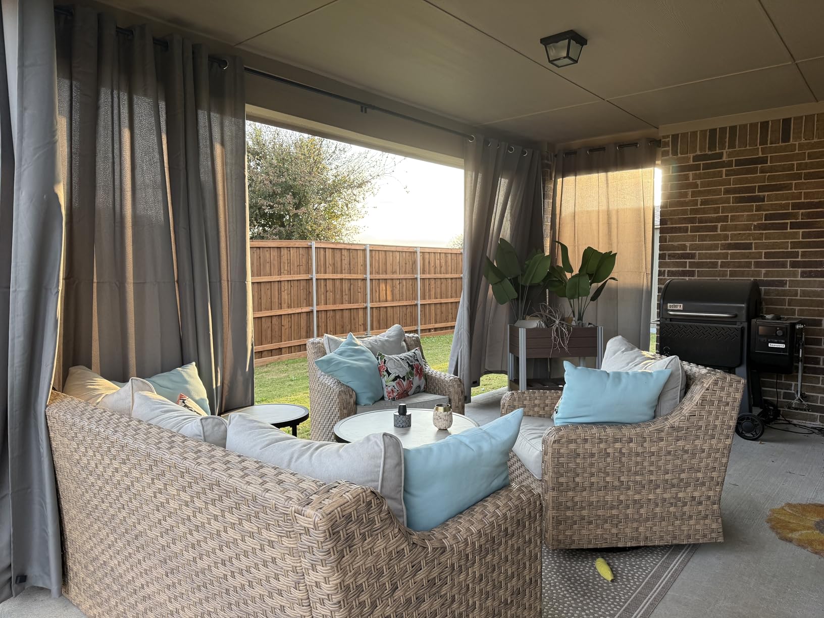 BONZER Waterproof Outdoor Curtains for Patio, Premium Thick Privacy Weatherproof Grommet Outside Curtains for Porch, Pergola, Cabana, 1 Panel, 54W x 84L inch, Cream - Customer Photo 2