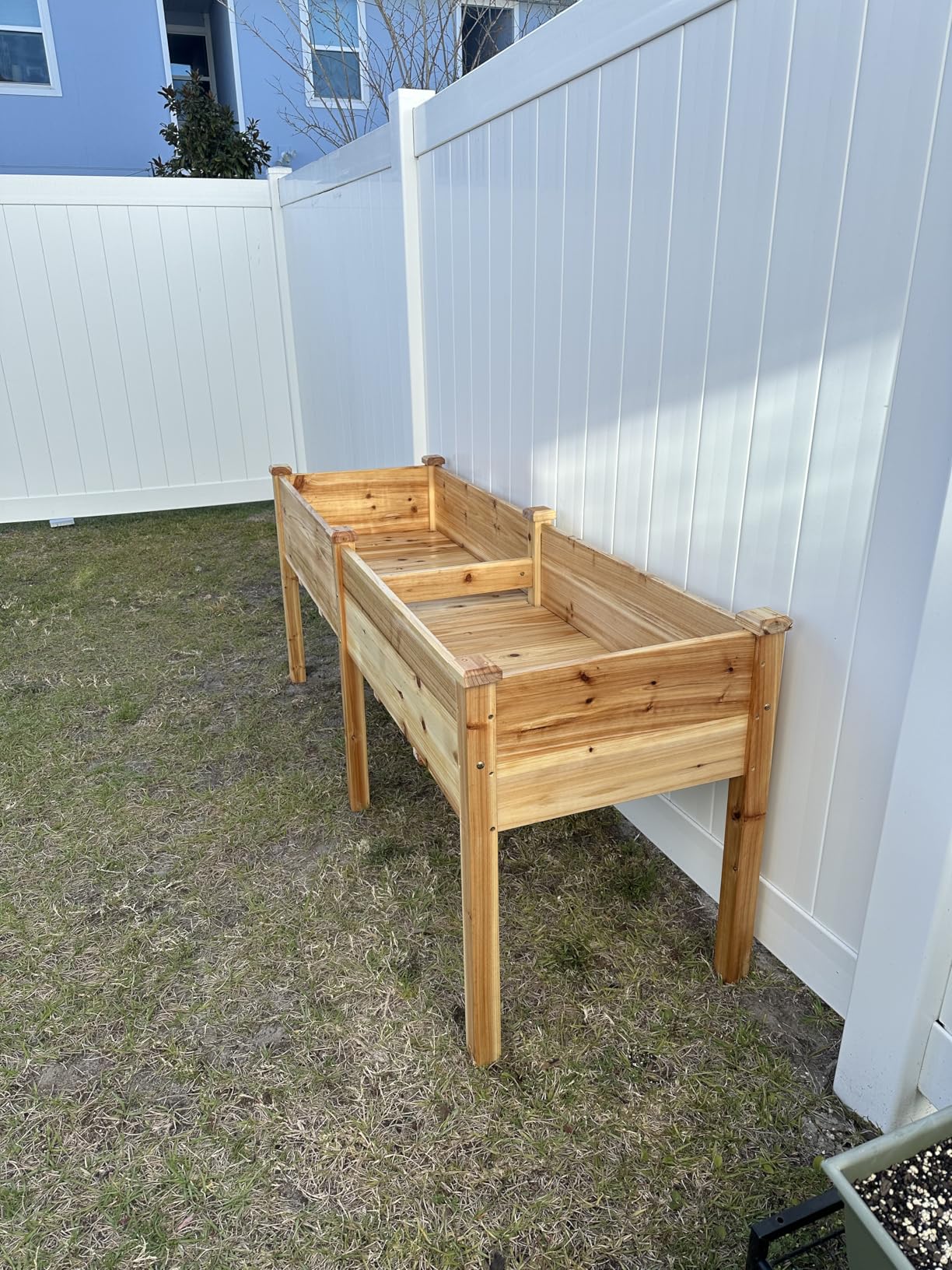 Best Choice Products 72x24x30in Raised Garden Bed, Elevated Wood Planter Box Stand for Backyard, Patio, Balcony w/Divider Panel, 6 Legs, 300lb Capacity - Natural - Customer Photo 2