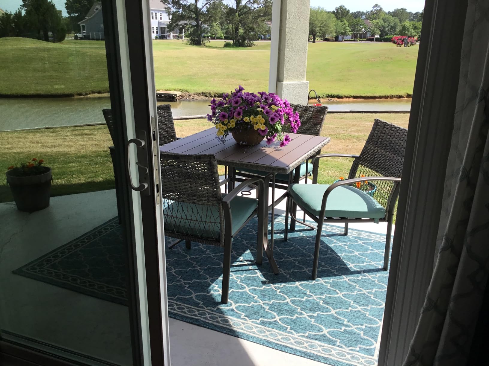 Pamapic 8504 Patio Dining 7 Piece, Outdoor Wicker Furniture Set for Backyard Garden Deck Poolside/Iron Slats Table Top, Removable Cushions, 7 Pack, Beige - Customer Photo 1