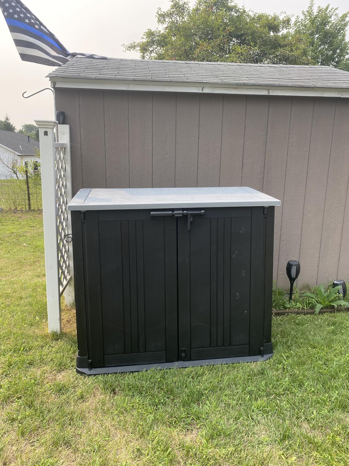 Keter Store-It-Out Prime 4.3 x 3.7 ft. Outdoor Resin Storage Shed with Easy Lift Hinges, Perfect for Yard Tools, Pool Floats and Garden Accessories, Black Customer Review Keter Store-It-Out Prime 4.3 x 3.7 ft. Outdoor Resin Storage Shed with Easy Lift Hinges, Perfect for Yard Tools, Pool Floats and Garden Accessories, Black - Customer Photo 2