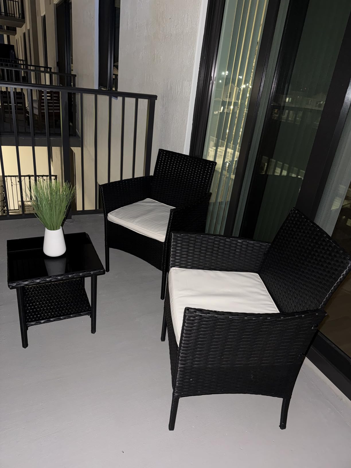 FDW Wicker Outdoor Furniture Patio Furniture Set of 3 Rattan Patio Chairs Outdoor Chairs Patio Conversation Set with Coffee Table for Yard Backyard Lawn Porch Poolside Balcony,Black Customer Review FDW Wicker Outdoor Furniture Patio Furniture Set of 3 Rattan Patio Chairs Outdoor Chairs Patio Conversation Set with Coffee Table for Yard Backyard Lawn Porch Poolside Balcony,Black - Customer Photo 1